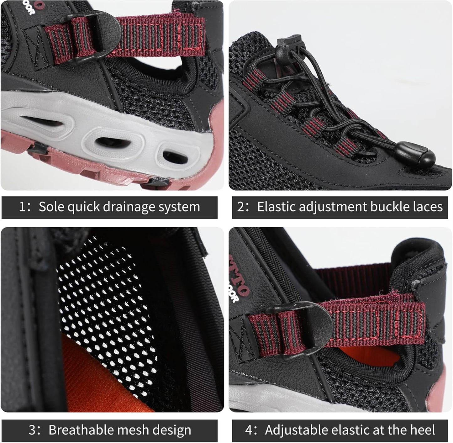 HUMTTO Women's Amphibious Water Shoes - Closed Toe Hiking Sandals Summer Outdoor Water Sandal Non-Slip River Shoes Quick Drying Aqua Shoe