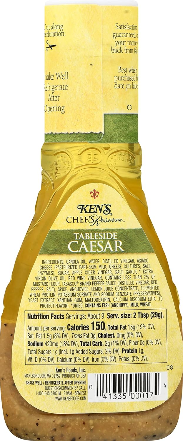 Ken's Steak House Chef's Reserve Tableside Caesar Dressing 9 Ounce (Pack of 1)