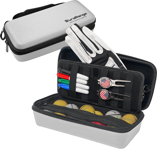 Golf Glove Holder Case with Glove Shaper - Portable Golf Accessories Organizer for Men & Women - Waterproof 900D Nylon, Large Capacity for Balls, Tees, Markers - Ideal Gift