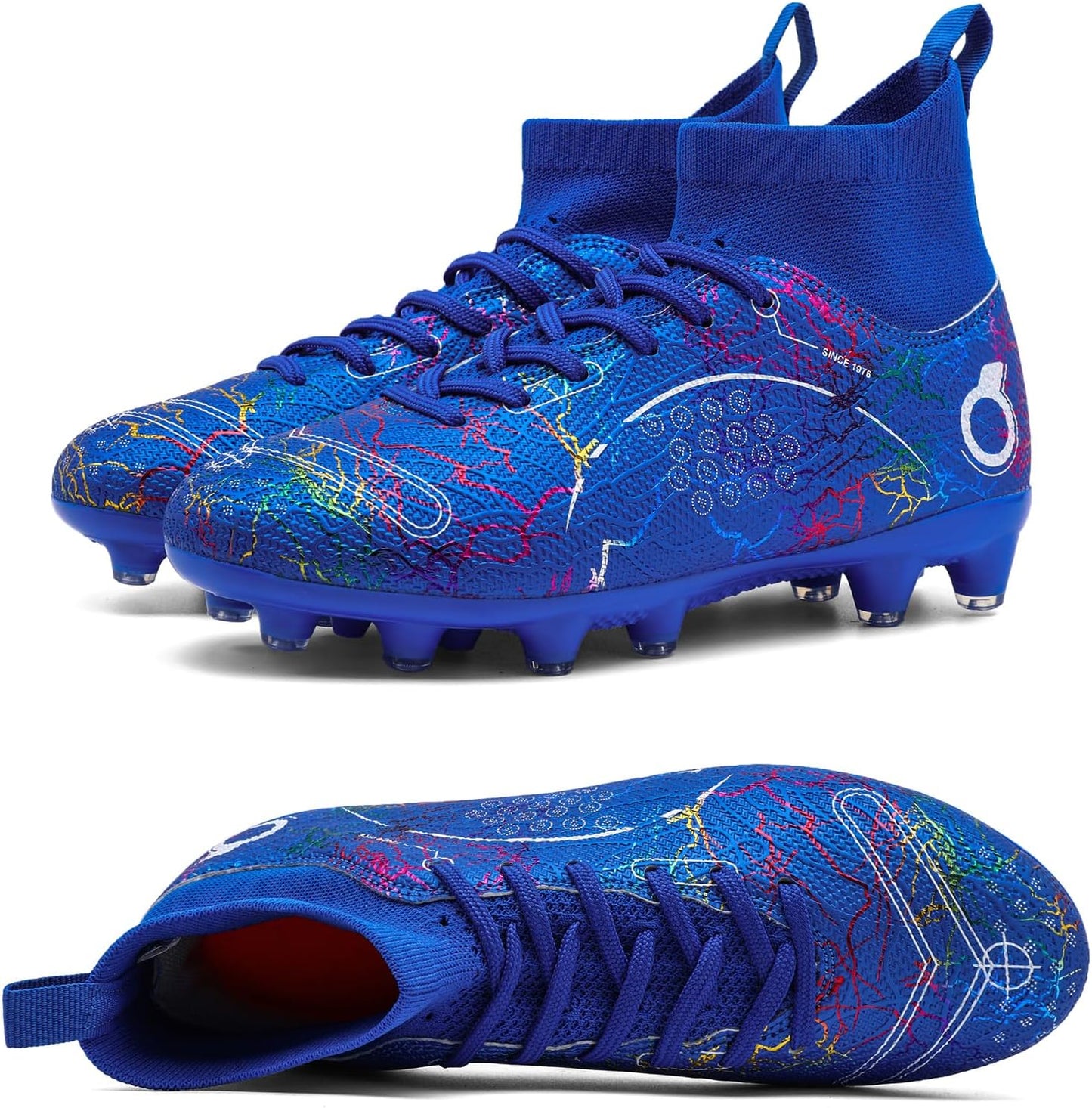 Boys' Soccer Shoes Kids Firm Ground Soccer Cleats Girls Athletic Sneakers Outdoor Turf Football Shoes for Little/Big Kid