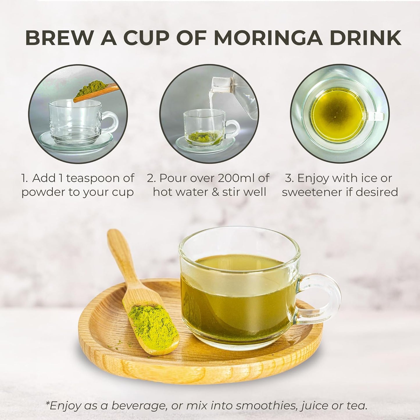 Moringa Leaf Powder - 10.58 oz, 100% Pure & Natural, For Tea, Drinks, Cooking & Skincare, Supports Digestion, Immune, Sleep & Relaxation, Finely Ground, No Sugar, No Caffeine