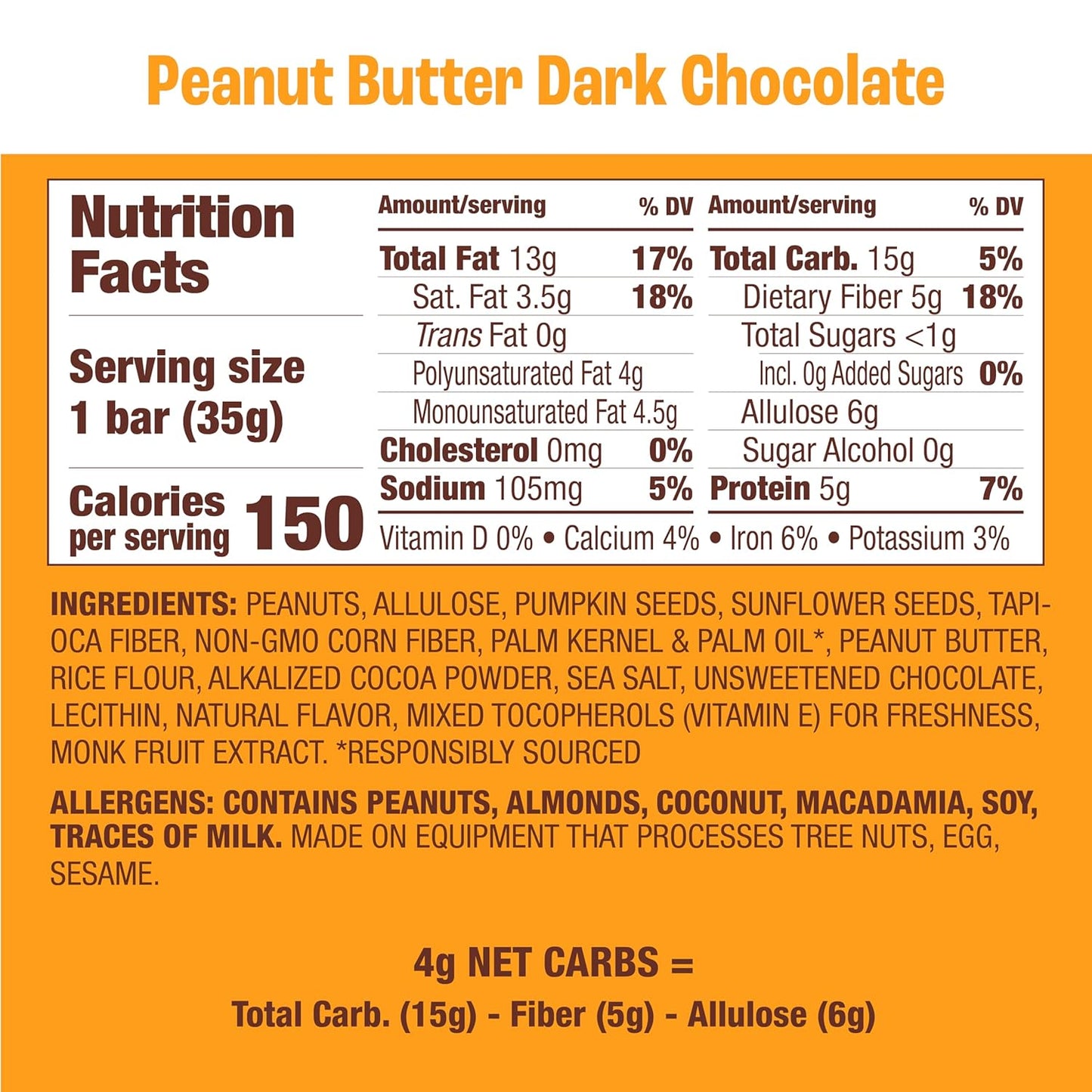 Munk Pack Nut & Seed Snack Bars - 5g Protein, 1g Sugar, 3g Net Carbs, Low Sugar, Keto, and Gluten Free Snack for Adults and Kids, Peanut Butter Dark Chocolate – 4.92 oz, 12 Pack