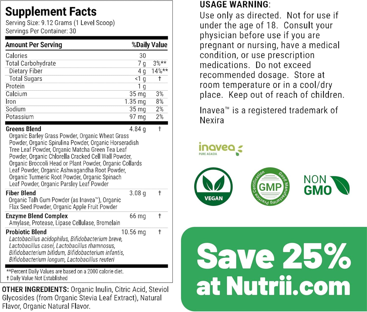 Organic Green Immunity Superfood Powder - Soothes Digestion, Boosts Healthy Vitality and Energy. Fast Acting Formula with Probiotics, Enzymes, Turmeric and Ashwagandha (30 Servings Lemon-Mint)