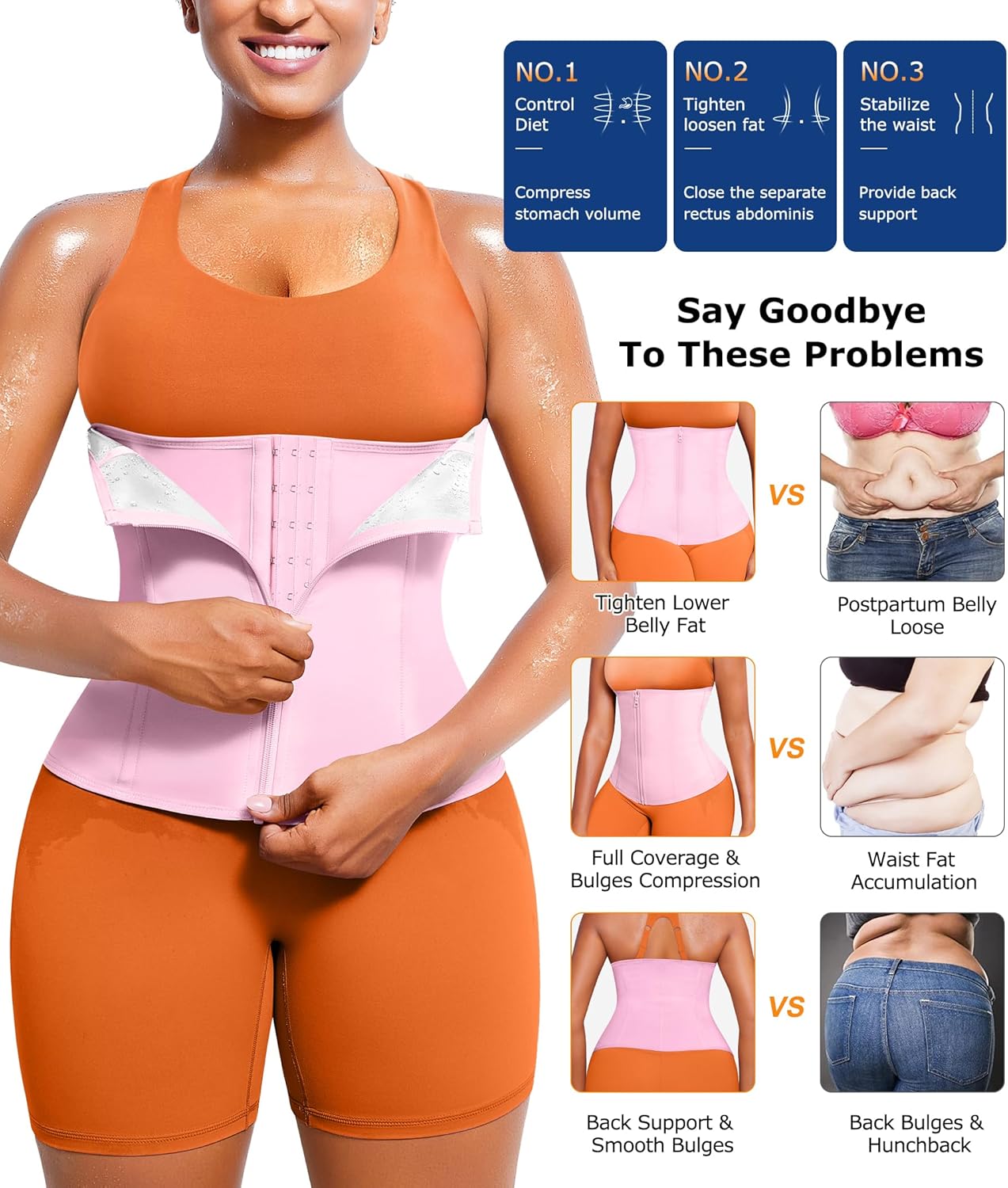 TrainingGirl Waist Trainer for Women Lower Belly Waist Trimmer Corset Tummy Wrap Workout Sweat Belt Band Sports Sauna Suit