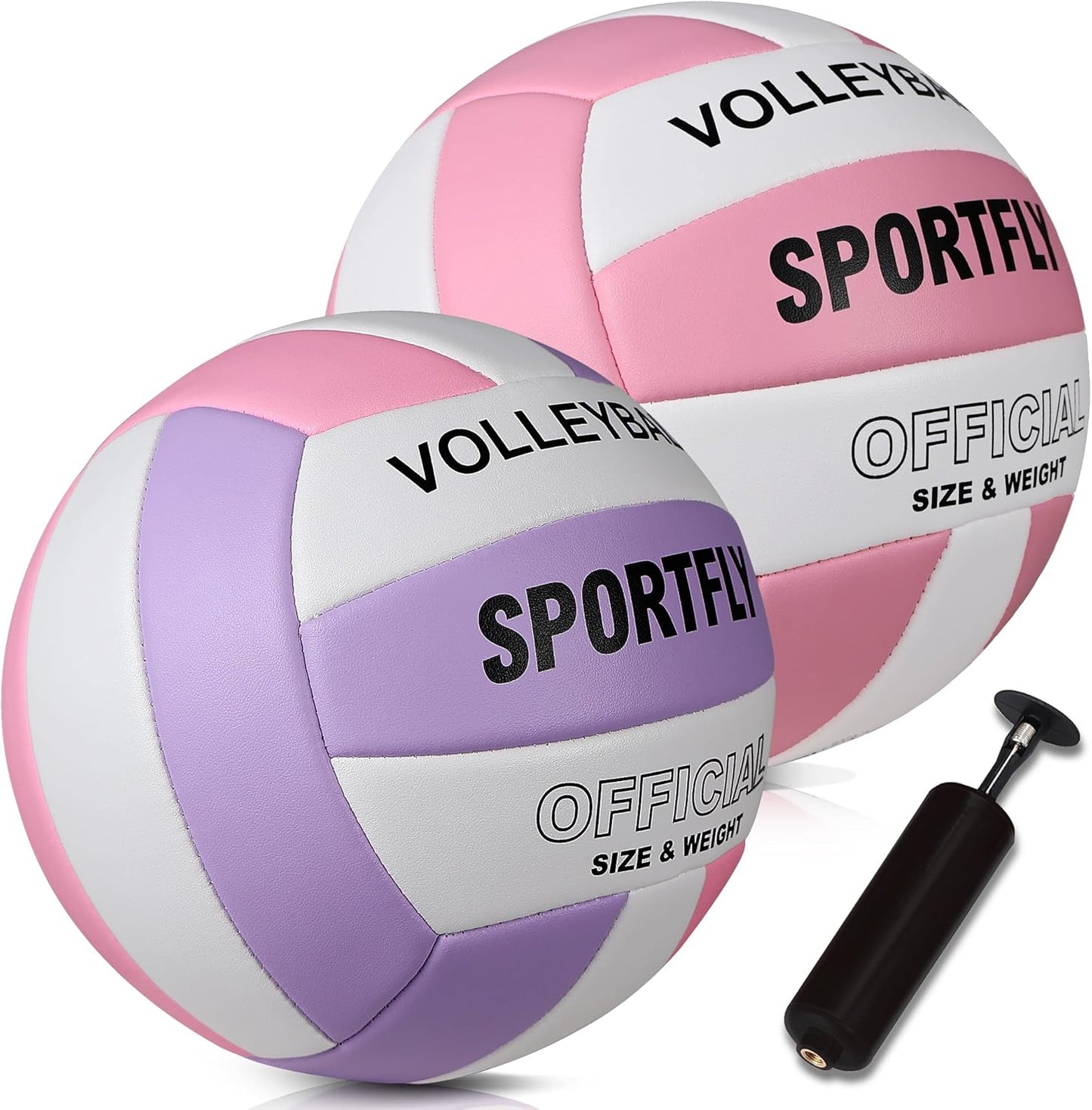 Official Size 5 Volleyball, Soft Indoor Outdoor Volleyball for Game Gym Training Beach Play, 2 Pcs Per Pack with Pump Kit