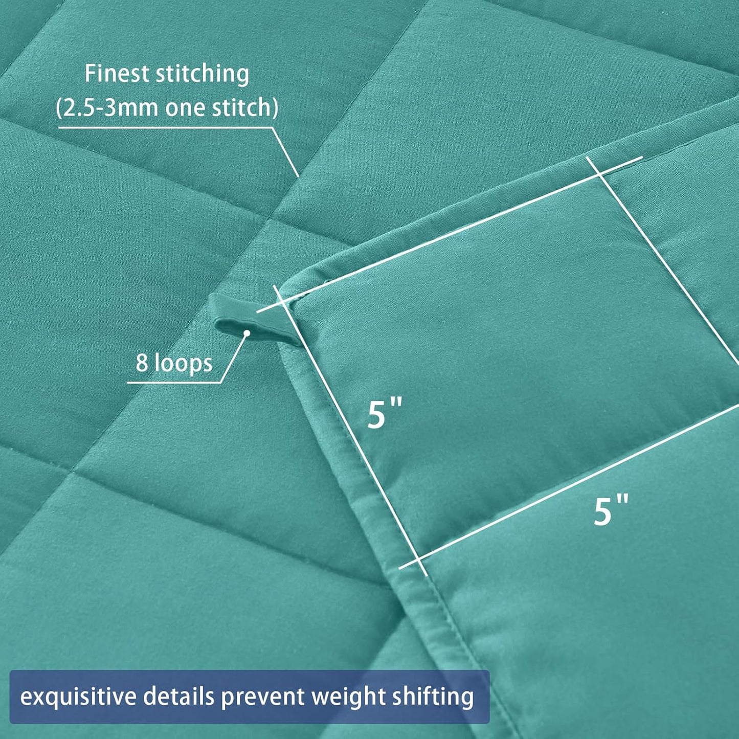 yescool Weighted Blanket for Adults (17 lbs, 60" x 80", Teal) Cooling Heavy Blanket for Sleeping Perfect for 160-180 lbs, Queen Size Breathable Blanket with Premium Glass Bead, Machine Washable