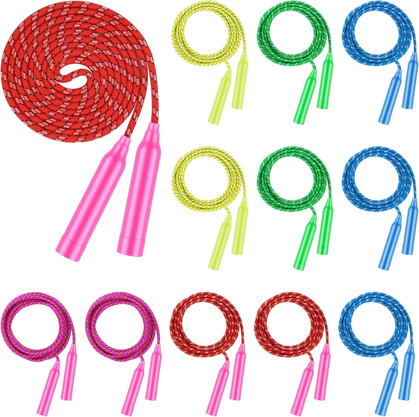 Aneco Colorful Jump Rope Bulk Exercise Equipment 7.2 Feet Nylon Jump Rope Colored Rope for Outdoor Fun Exercise Fitness Activity Party Favors