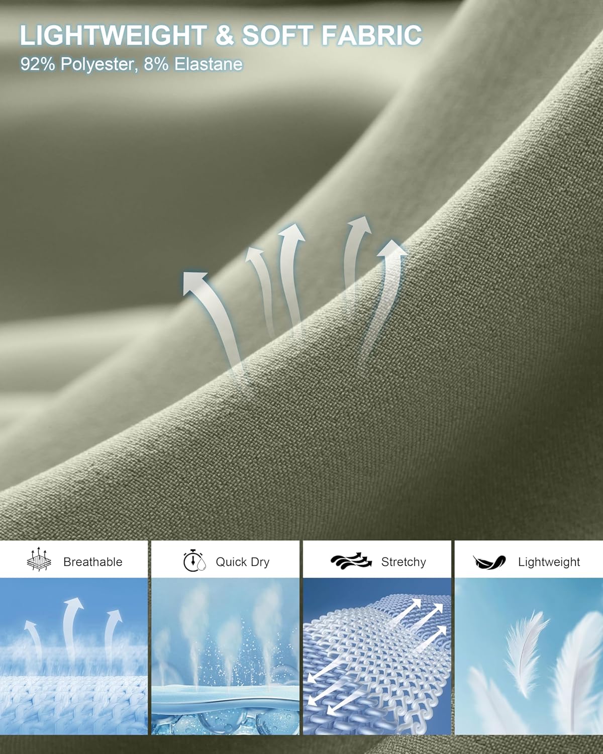 Pudolla Men's Casual Shorts 7"/9" Lightweight Golf Shorts with 3 Pockets Stretch Quick Dry Comfy Work Shorts