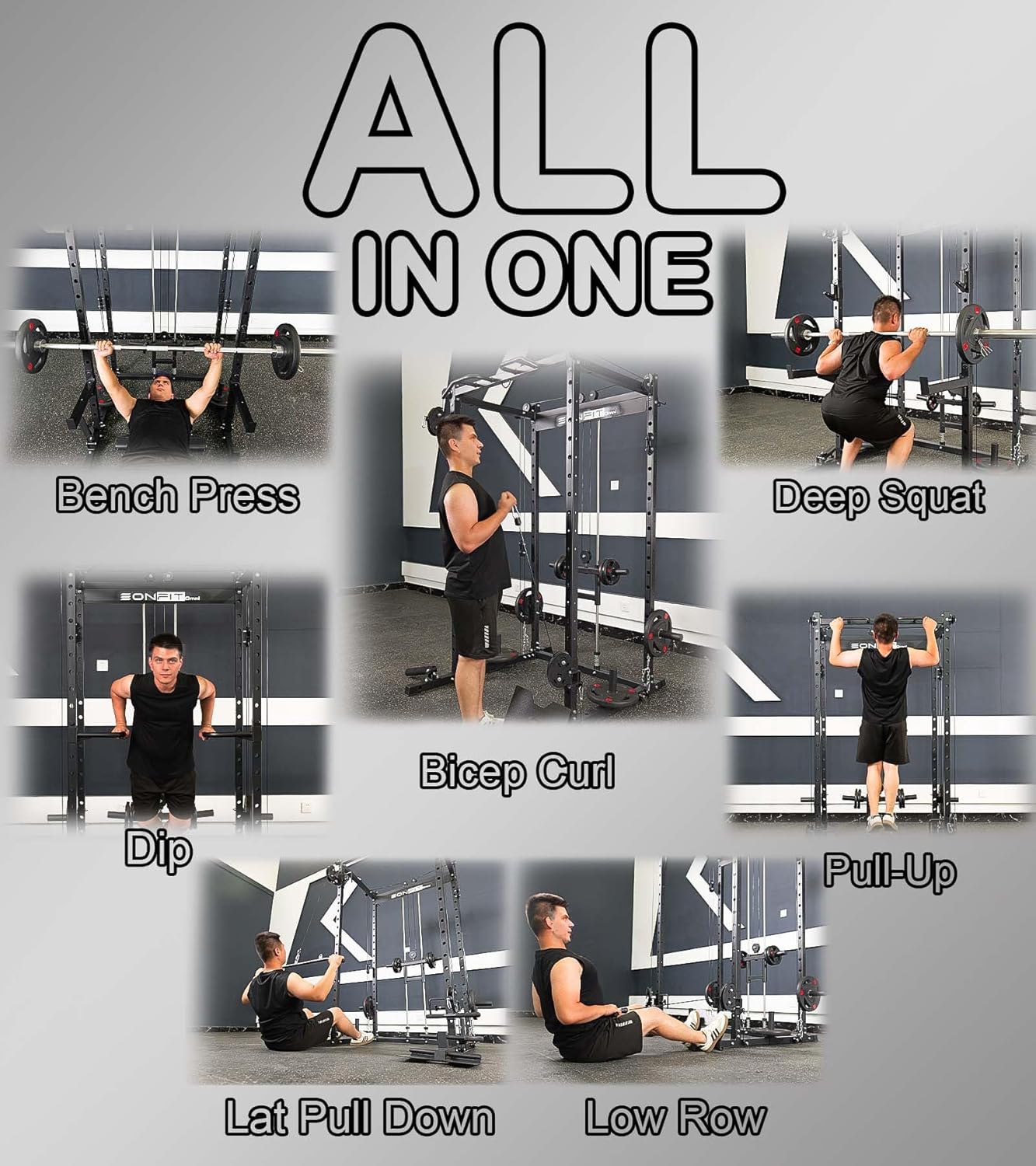 Eonfit E2 Power Cage，1500LB Squat Rack with Cable Crossover System.Multi-Function Power Rack for Home Gum.All-in-One Squat Rack with More Training Attachments