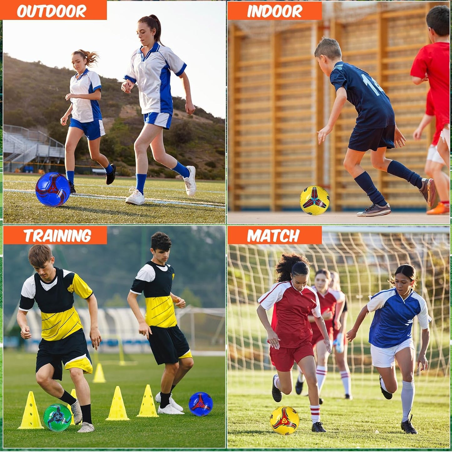 12 Pcs Soccer Balls for Teen Adult Bulk Deflated Soccer Ball with Pump Size 5 Indoor Outdoor Training Practice for School Sports Game Birthday Gifts Party Back to School