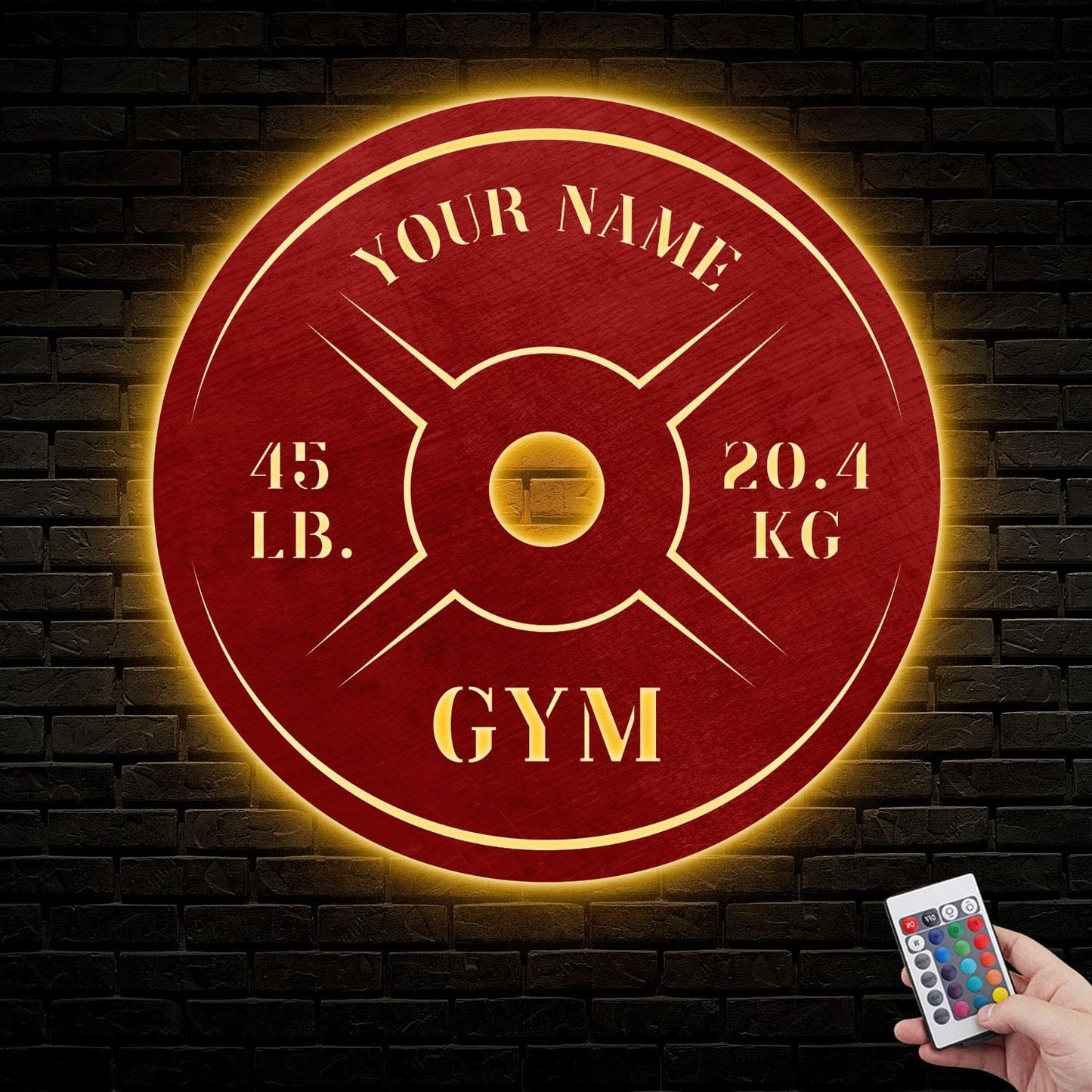 Personalized Home Gym LED Tin Metal Sign Multiple Sizes, Weight Lifting Exercise Workout Room Training Fitness Center Motivational Inspirational Quotes Decor Wall Art Hanging Accessories (09 LED)