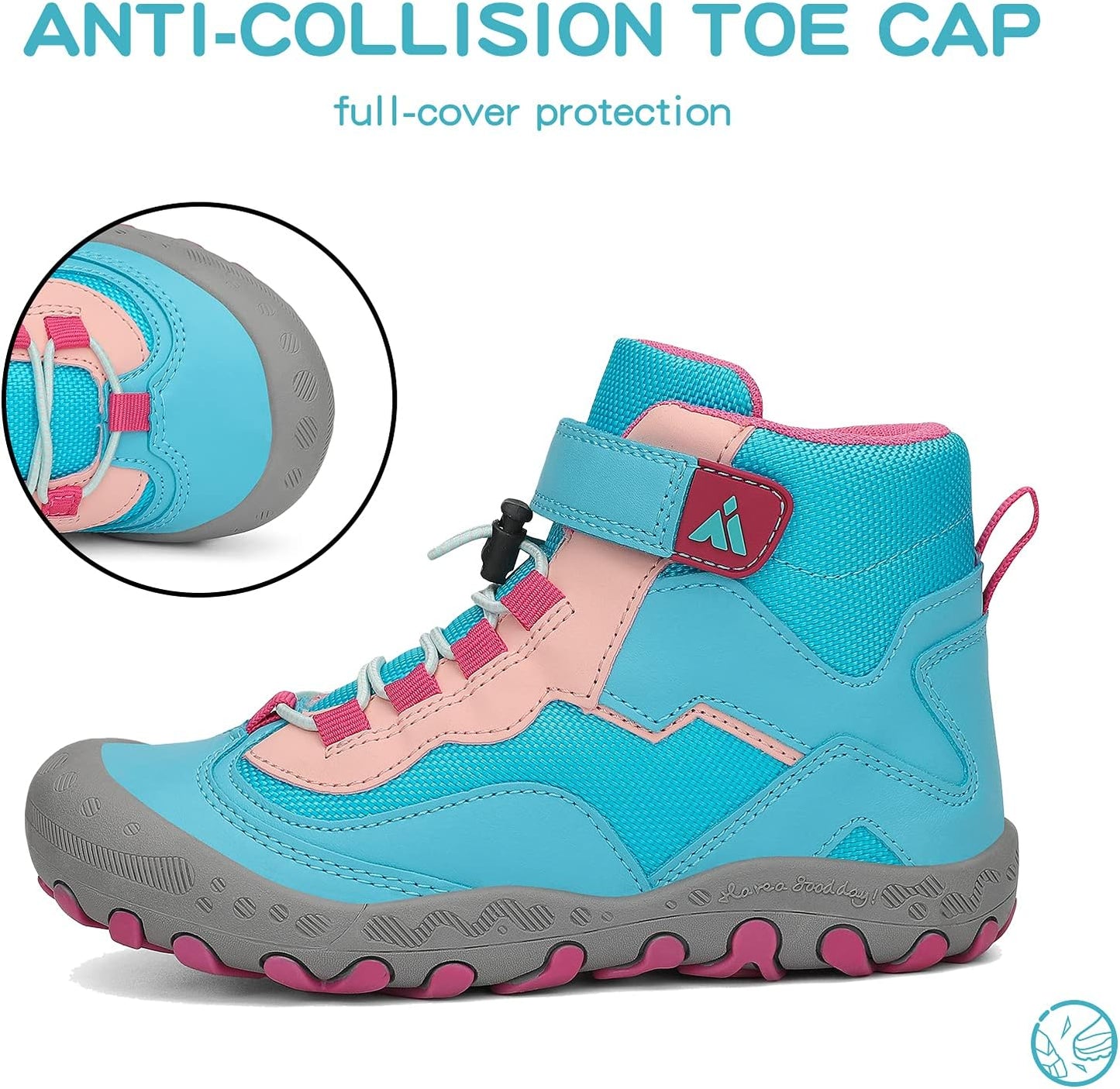 Mishansha Kids Water Resistant Hiking Boots, Boys Girls Anti Collision Anti-Skid Athletic Outdoor Adventure Trekking Shoes