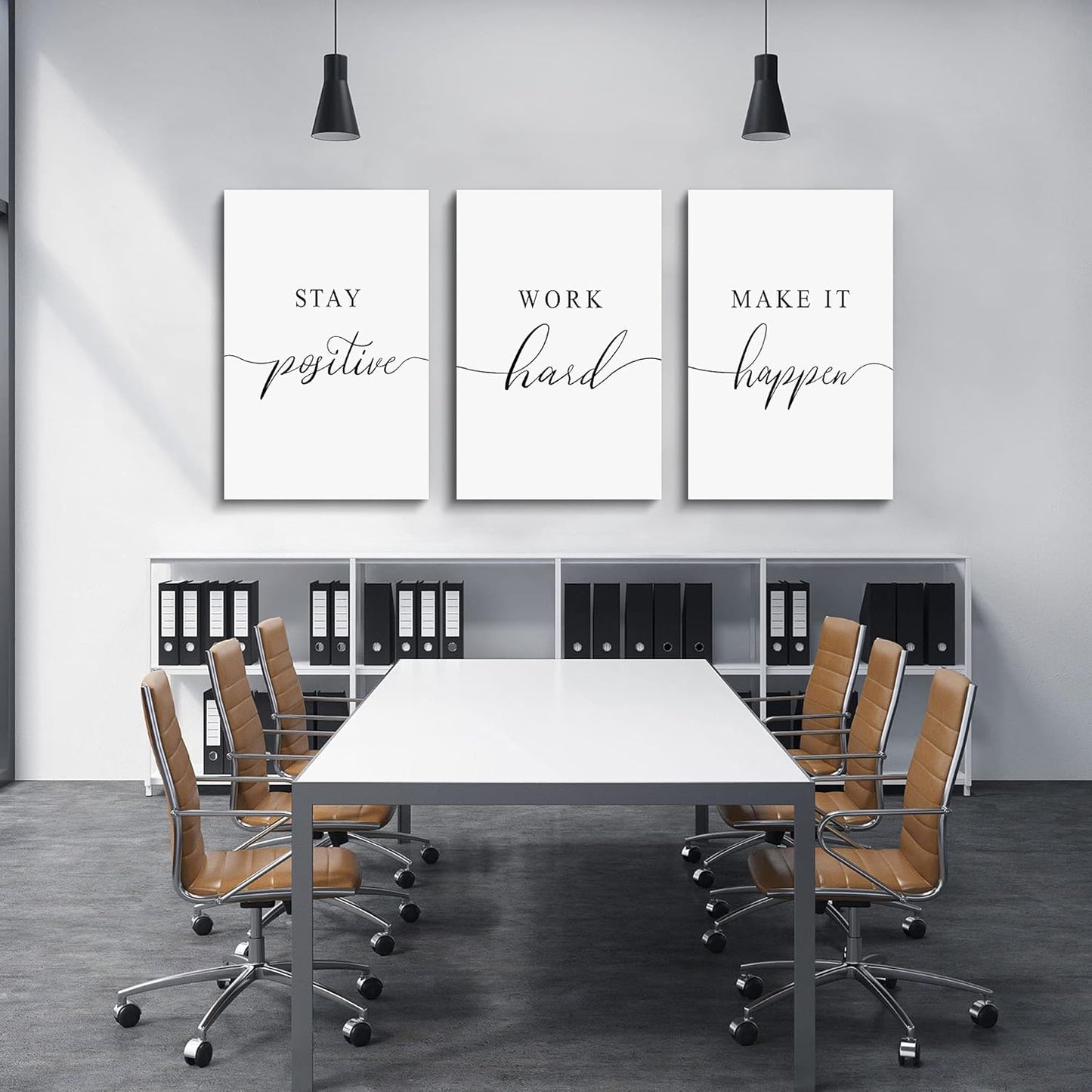 Framed Canvas Wall Art Positive Quote, Office Art, White Large Poster, Motivational Artwork Set of 3 Prints, Inspirational Poster Prints (G-3pcs,12x16inchx3pcs)