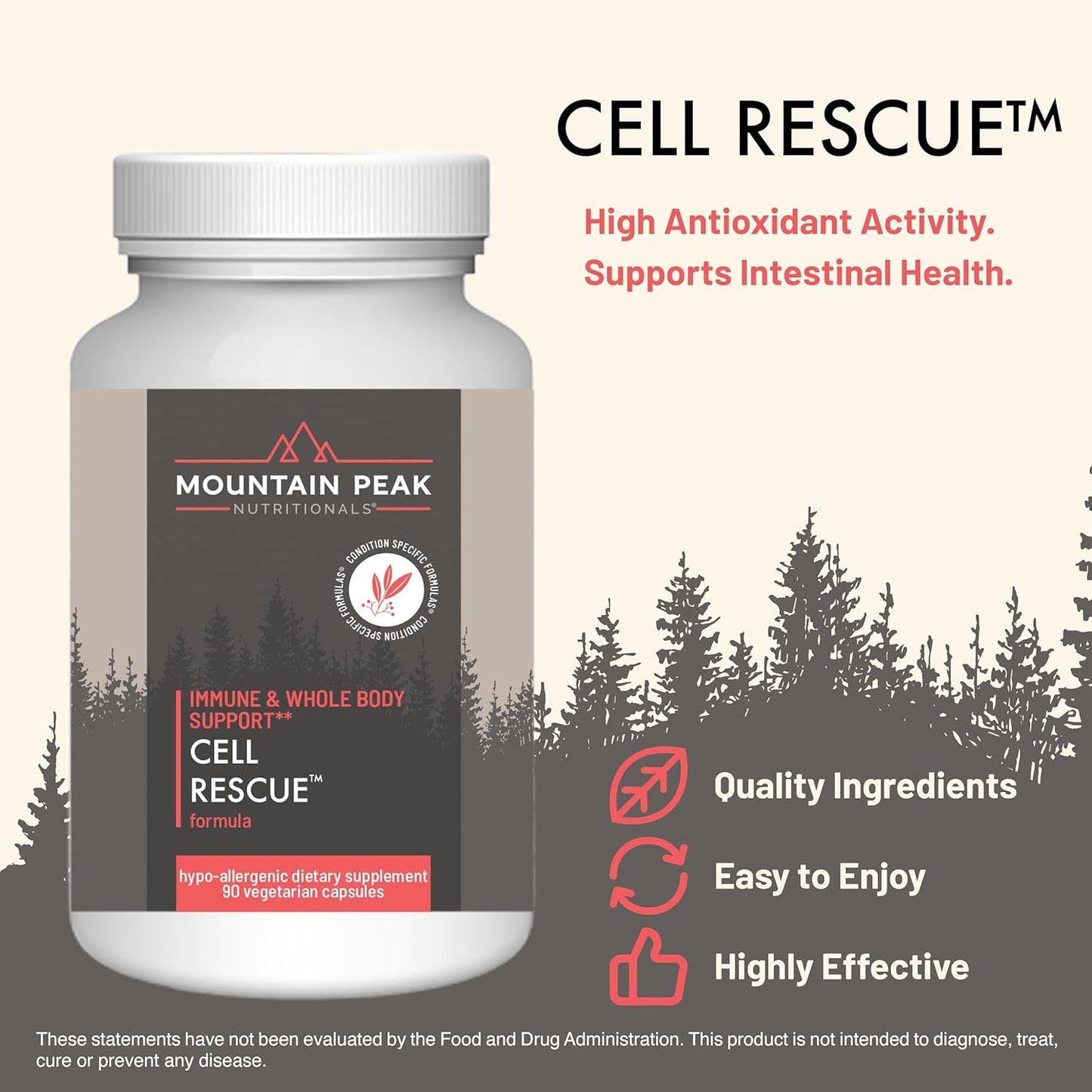 Mountain Peak Nutritionals Cell Rescue - Antioxidant Immune Support Supplement with Turmeric, Ginger Root, and Bromelain - Supports Intestinal Health & Whole Body (90 Capsules)