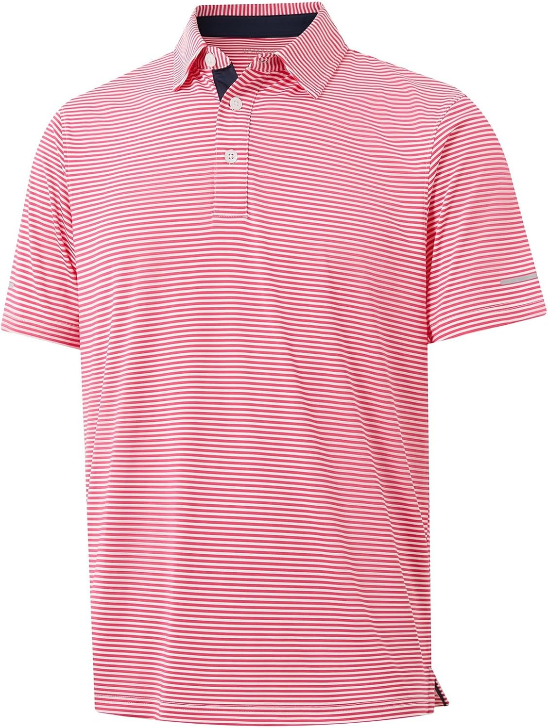 Golf Shirts for Men - Moisture Wicking Short Sleeve Performance Sport Casual Striped Collared Mens Polo Shirt