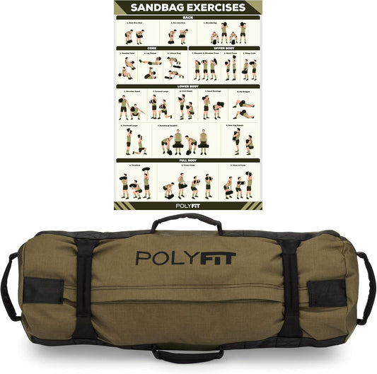 Polyfit Classic Sandbag - Heavy Duty Workout Sandbag for Fitness with 8 Gripping Handles for Sand Bag Weight Training - Multiple Colors & Sizes