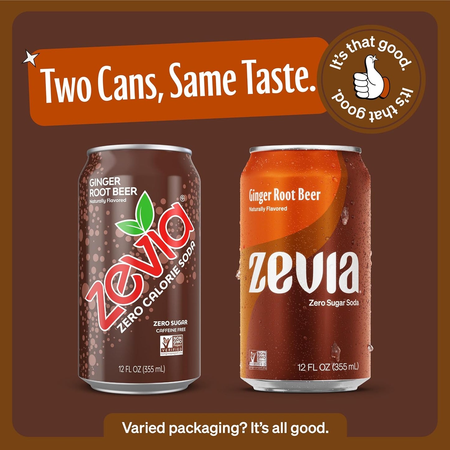 Zevia Zero Sugar Soda, Ginger Root Beer, 12 oz Cans (24-Pack) – Naturally Sweetened, Zero Calorie Sugar Free Soda - Non-GMO Project Verified, Gluten-Free, Vegan