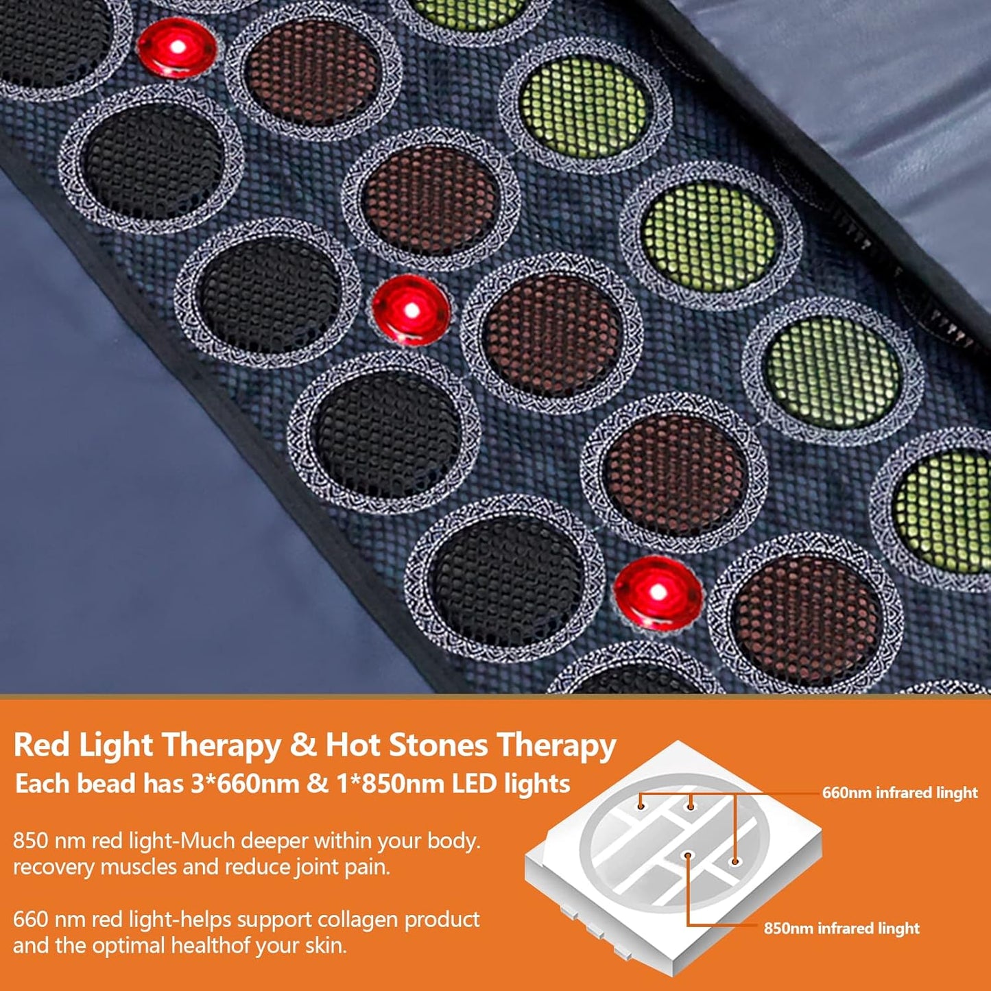 UTK Infrared Sauna Blanket, Sauna Blanket for Detox, Sauna FIR Therapy, Natural Jade & Tourmaline Stone, 660mm Photon, Pain Relief, Sweat Fast, Home SPA, Full-Size Body Blanket, 50 Plastic Wrap