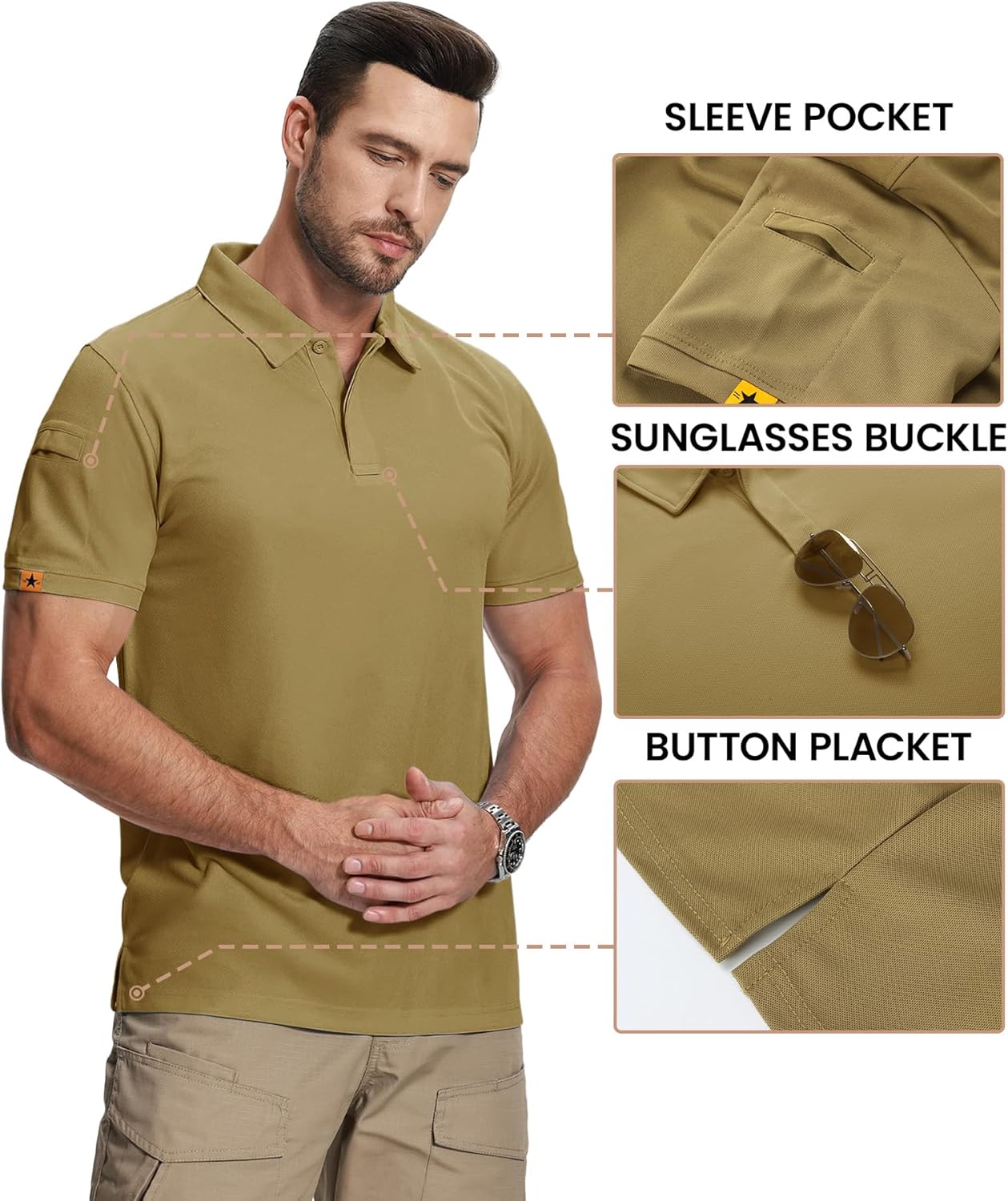 ZITY Mens 2 Pack Polo Shirts Short Sleeve Performance Sports Golf Shirt for Men Tactical Shirt