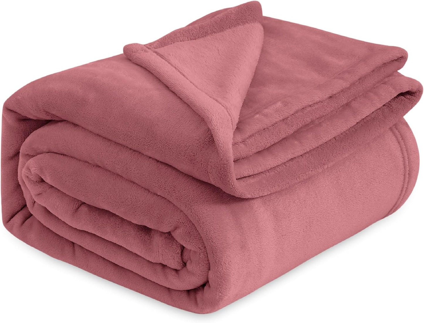Bedsure Fleece Bed Blankets Queen Size Rose Pink - Soft Lightweight Plush Fuzzy Cozy Luxury Blanket Microfiber, 90x90 inches