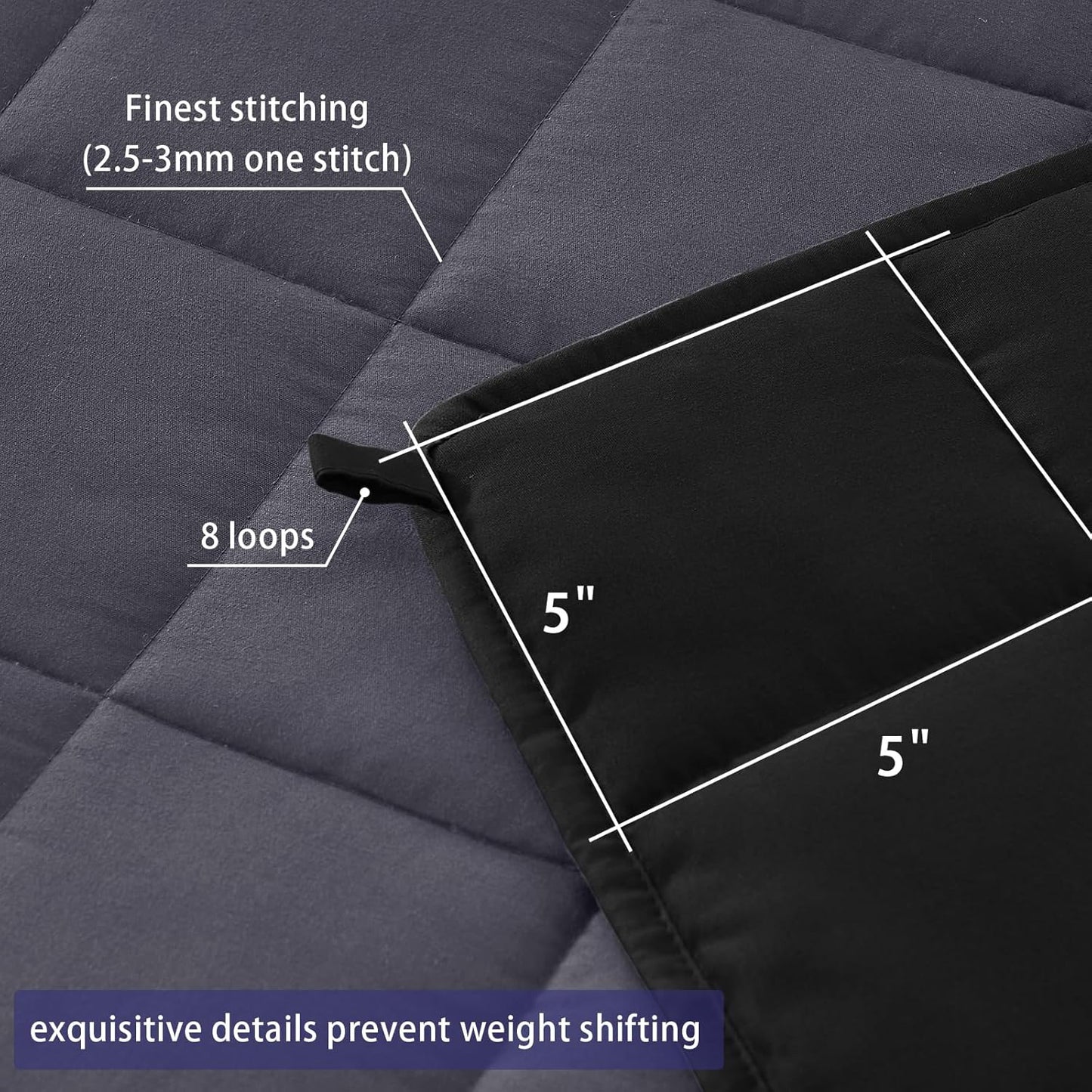 yescool Weighted Blanket for Adults (25 lbs, 60" x 80", Grey& Black) Cooling Heavy Blanket for Sleeping Perfect for 240-260 lbs, Queen Size Breathable Blanket with Premium Glass Bead, Machine Washable