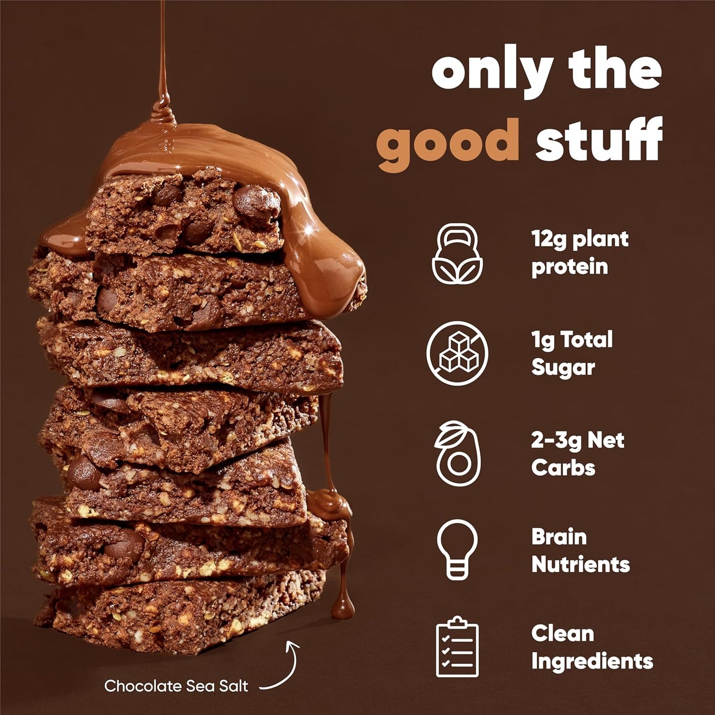 IQBAR Brain and Body Plant Protein Bars - Chocolate Lovers Variety - 12-Count Low Carb - Gluten Free, High Fiber, Vegan Snacks - Low Sugar Meal Replacement