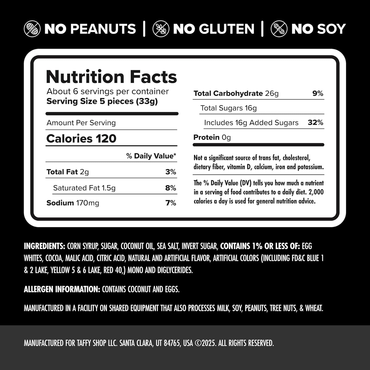 Taffy Shop Spicy Favorites, Salt Water Taffy – Assorted Gourmet Soft Chewy Candy, Variety Pack, Bulk Sweet Snack, Fresh Gift & Gluten-Free, 160 Individually Wrapped Pieces (80oz)