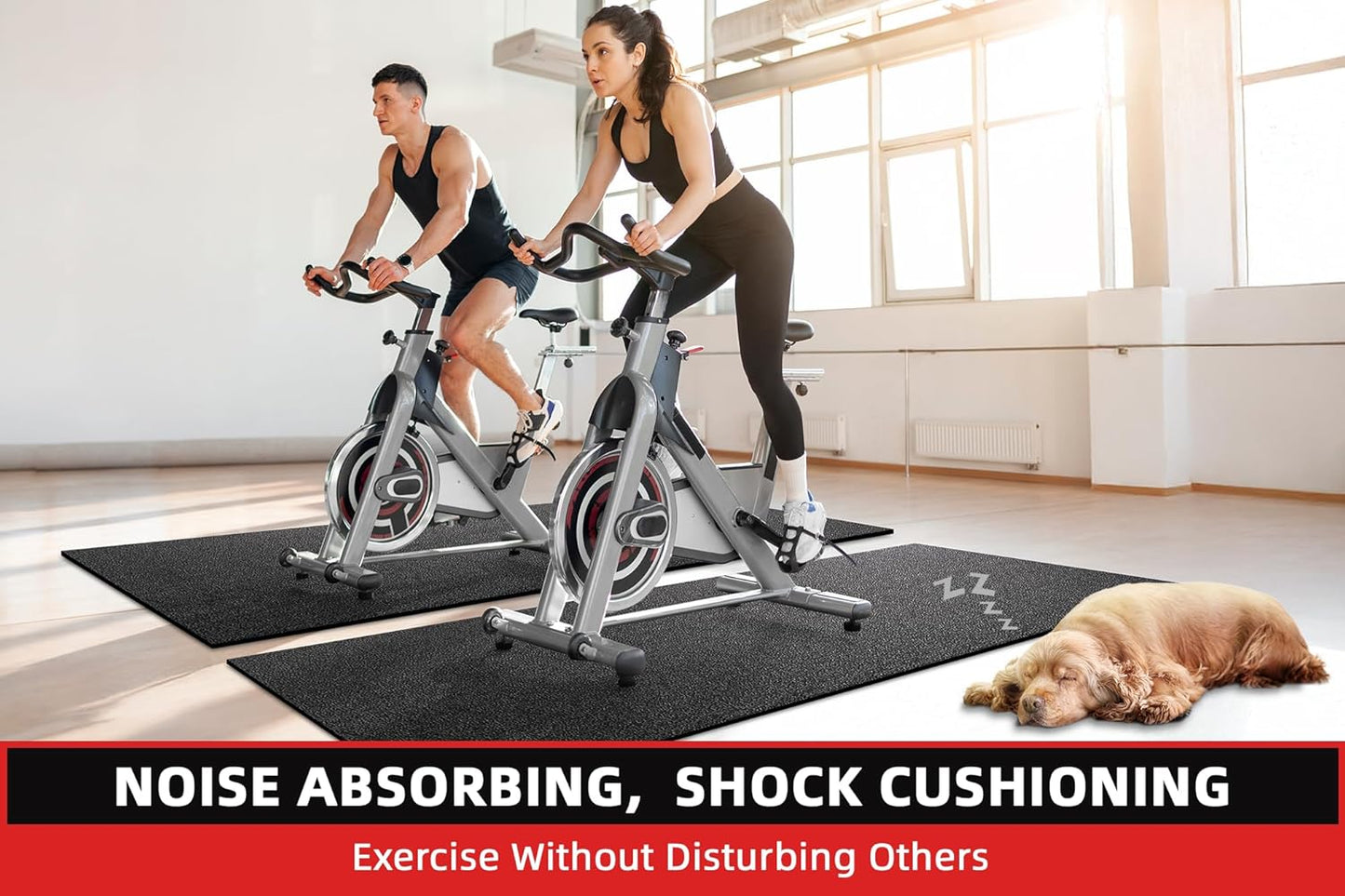 Treadmill Mat, 7'x3'/6'x3'/6'x2.5'/5.6'x2'/4'x2', 6mm Thick Exercise Equipment Gym Mat for Hardwood FloorCarpet, Compatible with Peloton Bike, Indoor Spin Bike, Elliptical