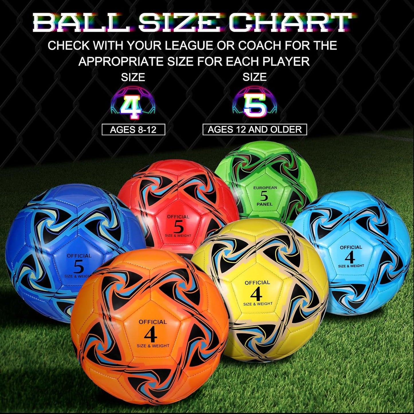 Lenwen 12 Pcs Soccer Balls with Pump Bulk Official Size 5 4 3 Kids Teen Adult Indoor Outdoor Sports Soccer Ball Toddler Youth Gift for Training Game Practice Christmas Operation