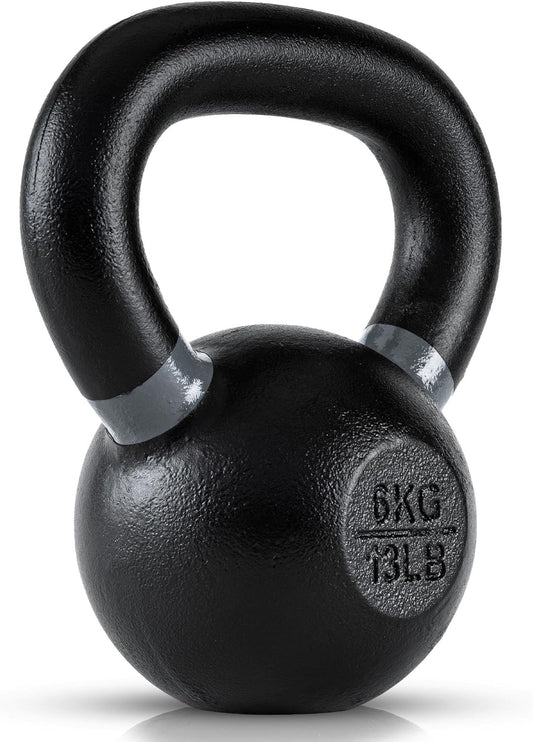 Single Cast Iron Kettlebell | Powder Coated - Wide Handle Weights for Core & Glute Workouts; Swings, Squats, Deadlifts; Strength, Endurance & Flexibility for Men & Women