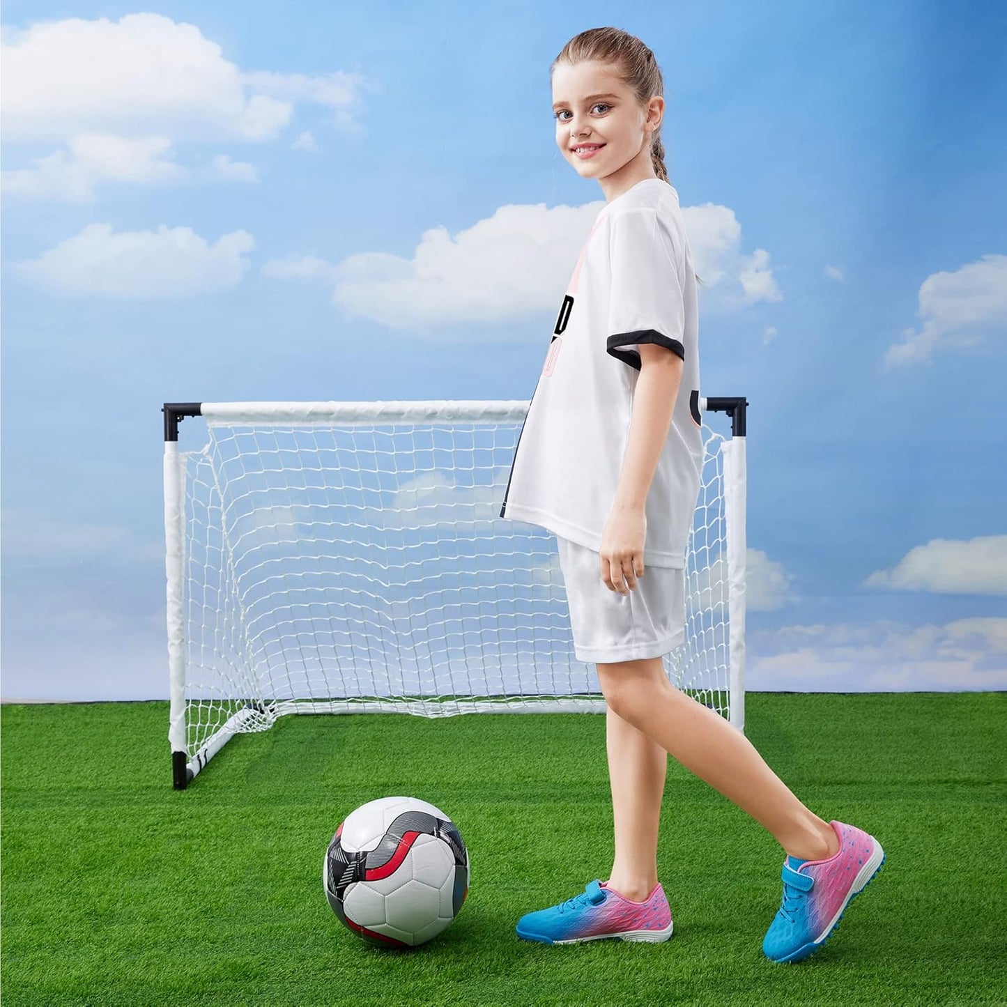 brooman Kids Indoor Soccer Shoes Boys Girls Soccer Cleats Athletic Turf Shoes