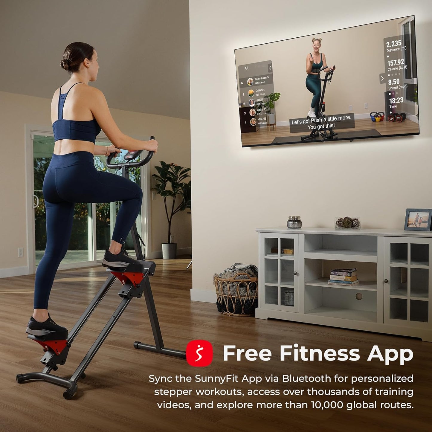 Sunny Health & Fitness Stair Stepper w/Handlebar, Extended Step Range Climber Machine for Legs, Core and Glute Workouts, Connection with Free SunnyFit® App