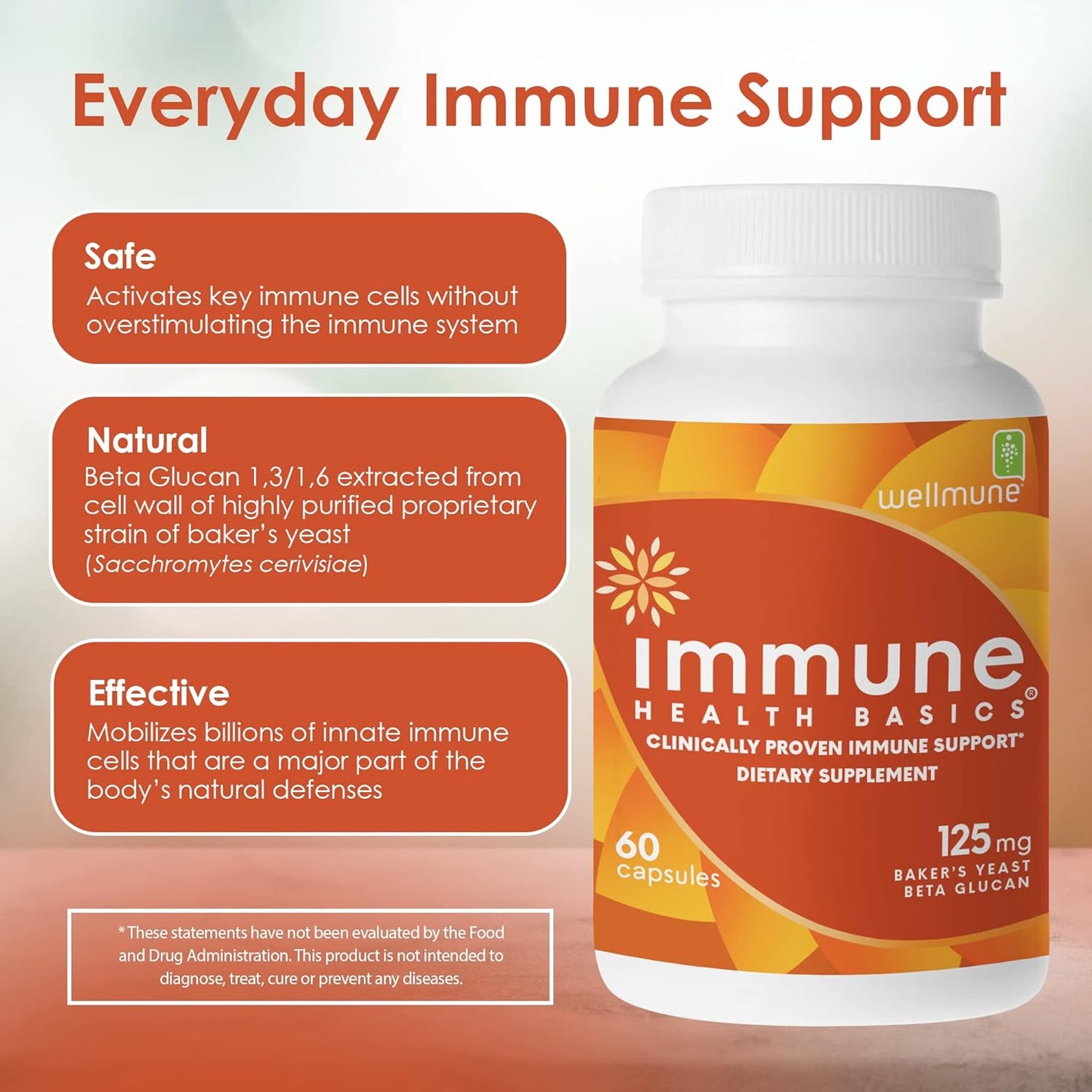 Ultra Strength Immunity - Clinically Proven Immune Support - Wellmune Highly Purified Beta Glucan - Gluten-Free, Non-allergenic, Non-GMO and Vegan Capsules - 60 Capsules, 125 mg