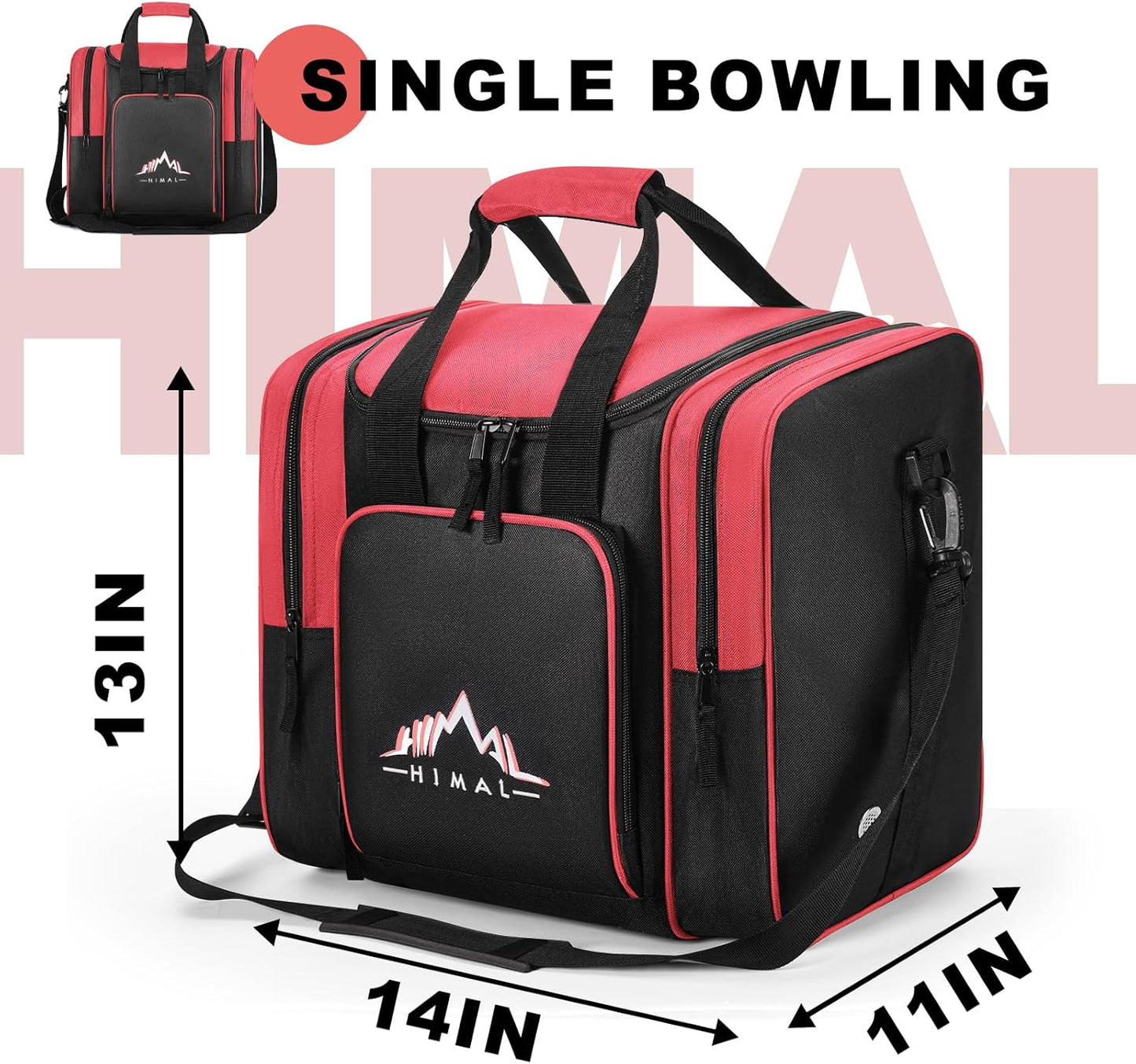 Himal Bowling Ball Bag for Single Sphere - Bowling Ball Tote Bowler's Bag with Padded Sphere Holder - Fits Bowler's Shoes Up to Mens Size 14