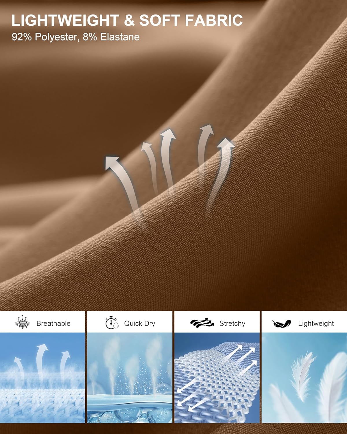 Pudolla Men's Casual Shorts 7"/9" Lightweight Golf Shorts with 3 Pockets Stretch Quick Dry Comfy Work Shorts