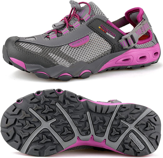 HUMTTO Women's Amphibious Water Shoes - Closed Toe Hiking Sandals Summer Outdoor Water Sandal Non-Slip River Shoes Quick Drying Aqua Shoe