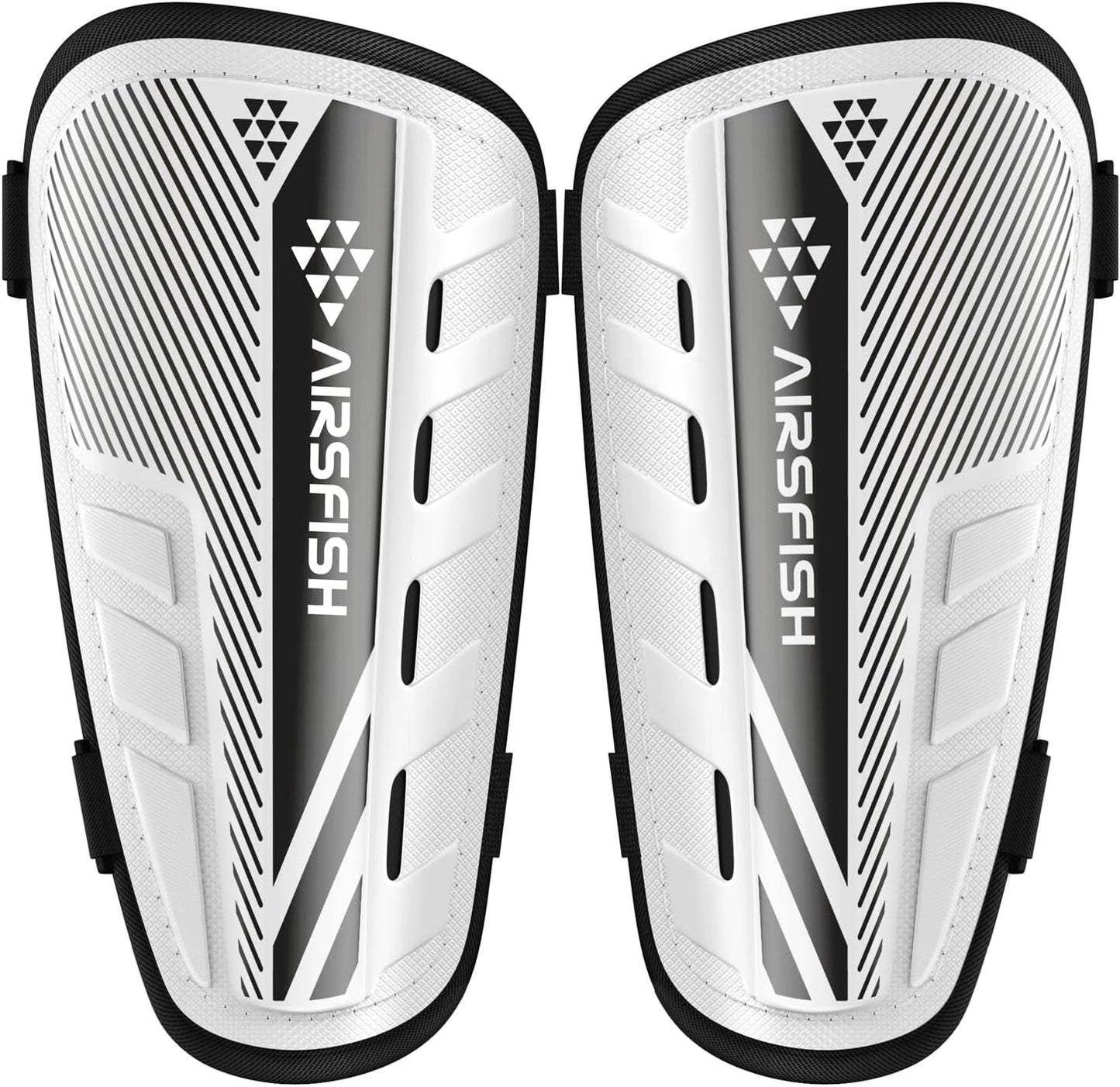 Shin Guards Soccer Kids Youth, CE Certified Airsfish Shin Guard Protection Gear for 2-18 Years Old Boys Girls Teenagers High Impact Resistant Breathable Comfortable 1 Pair 4 Sizes