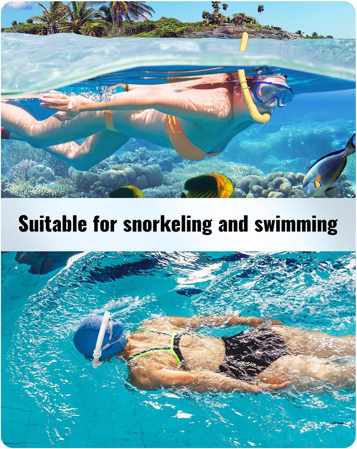 W WSTOO Adults Diving Snorkel Breathing Tube Silicone Flexible Foldable Snorkel Anti-Drop for Freediving Swim Training,Diving and Scuba Diving,Easy to Carry for Travel