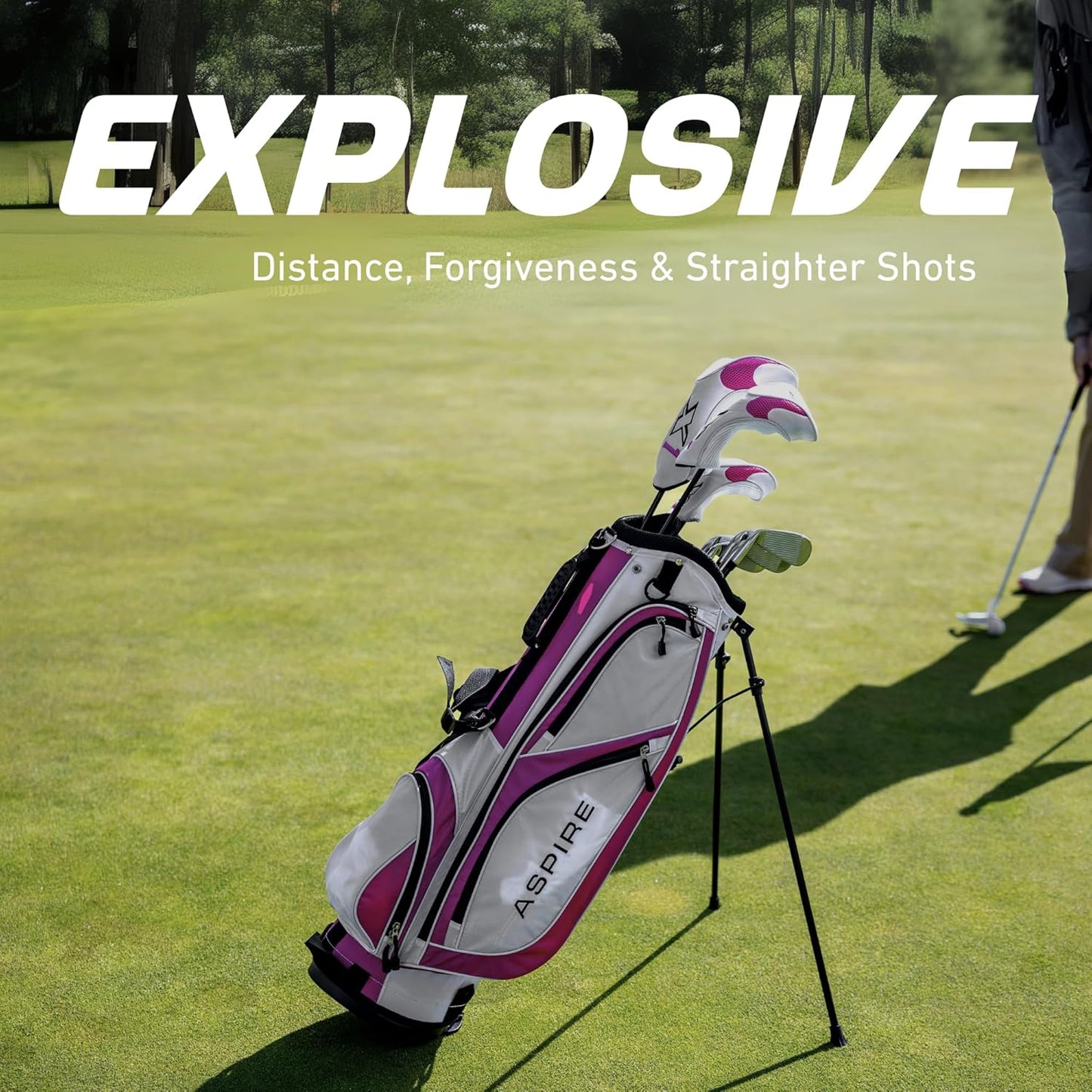 Aspire X1 Womens Golf Clubs Full Set, Includes Driver, Fairway, Hybrid, 6-PW Irons, Putter, Stand Bag, 3 H/C's, Light Graphite Shafts, Golf Clubs Women Right Handed, Purple, Regular or Petite Size