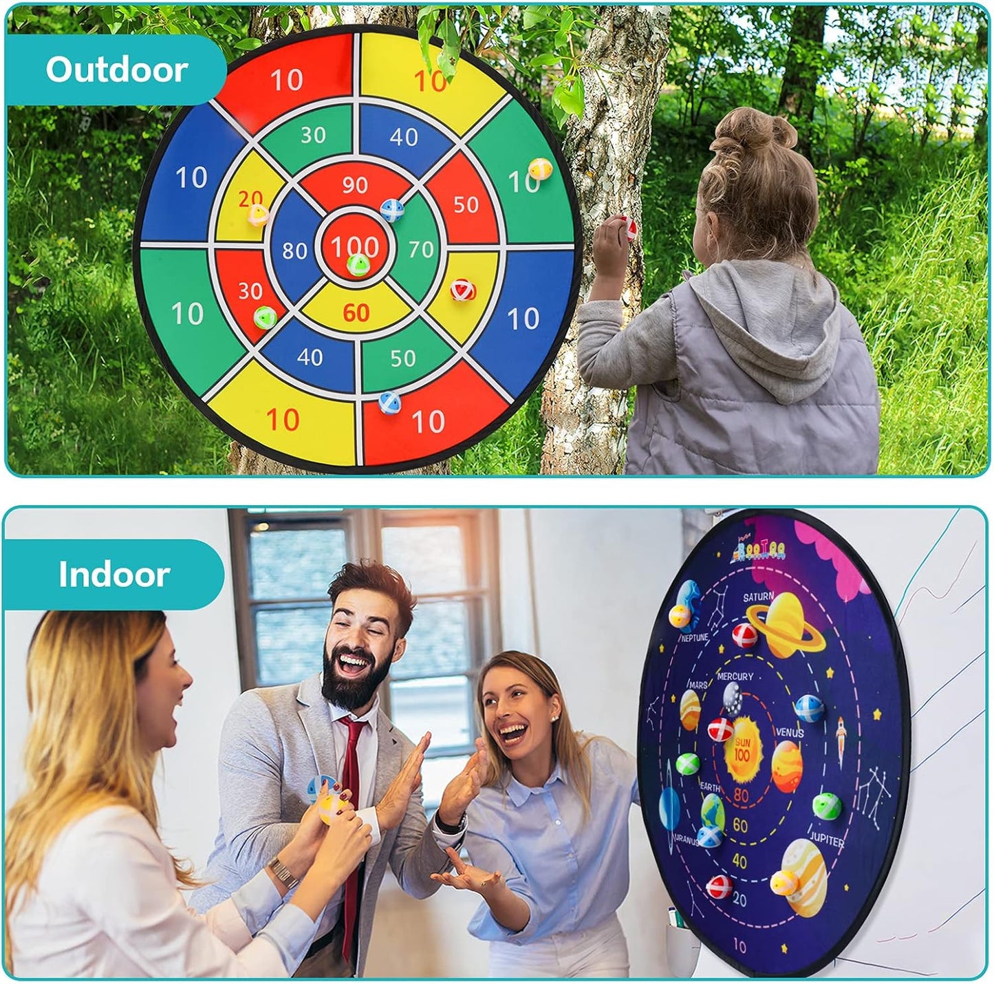 BooTaa 29" Large Dart Board for Kids, Kids Dart Board with Sticky Balls, Boys Toys, Indoor/Sport Outdoor Fun Party Play Game Toys, Birthday Gifts for 3 4 5 6 7 8 9 10 11 12 Year Old Boys Girls