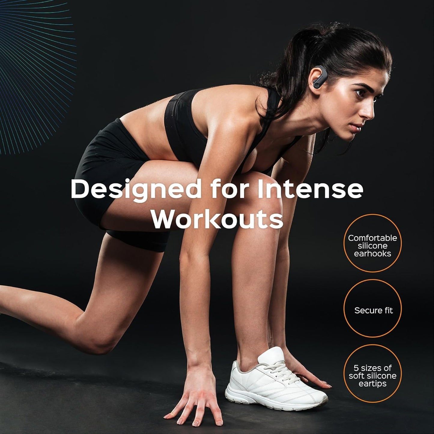 TREBLAB X3 Pro - Workout True Wireless Earbuds, Comfortable Earhooks, Bluetooth 5.3, Punchy Bass, Noise Isolation, 145H Playtime, IPX5 Waterproof, Sweatproof, 2 Mics for Calls, Sport Bluetooth Earbuds