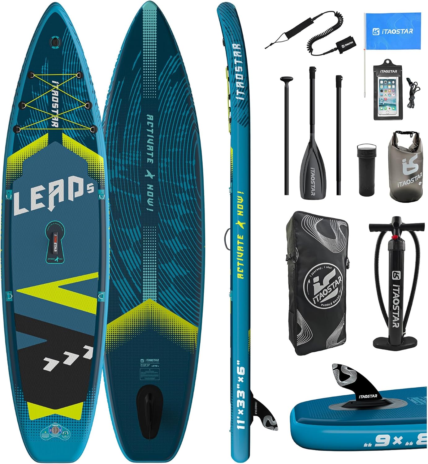 Lead 11‘ x 33" / 12’×35" Inflatable Stand Up Paddle Board - Premium SUP Board Kit - Ultra Stable Paddleboard for Adults & Youth - All Skill Levels - for Lakes, Oceans