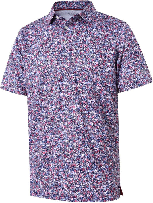 Men's Golf Polo Shirts Short Sleeve Striped Performance Moisture Wicking Dry Fit Golf Shirts for Men