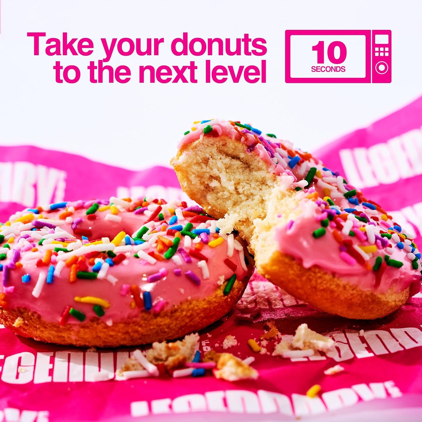 Legendary Foods 22gr Protein Donuts - Frosted Pink Sprinkle 8x (2 Donuts per Pack), High Protein, Zero Sugar, Gluten Free, Low Carb, Keto Friendly Snack, Healthy Donut GLP-1, Diabetic, Bariatric Diets