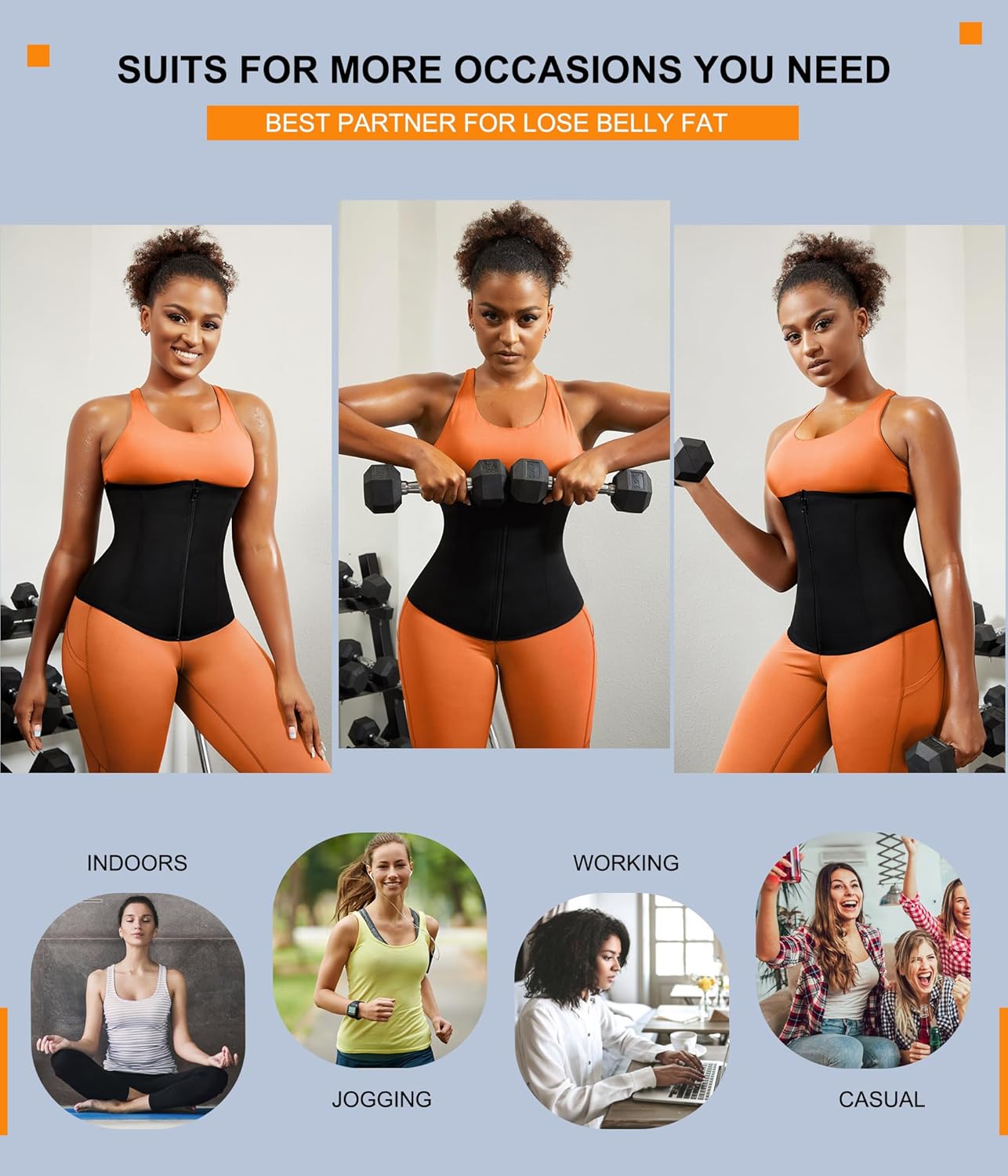 TrainingGirl Waist Trainer for Women Lower Belly Waist Trimmer Corset Tummy Wrap Workout Sweat Belt Band Sports Sauna Suit