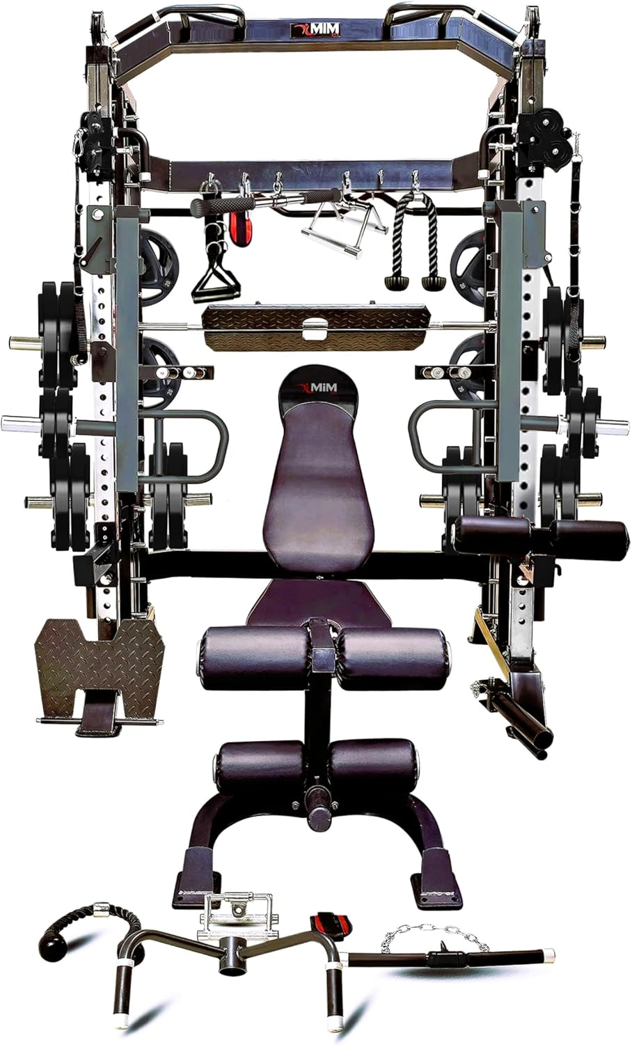 MiM USA Hercules EX, Commercial All in One Gym Machine w/400 lb Weight Stack, Adj Bench, Jammer Arms, Leg Press, Leg Extension, Arm Curl, LAT Seat & Complete Attachment