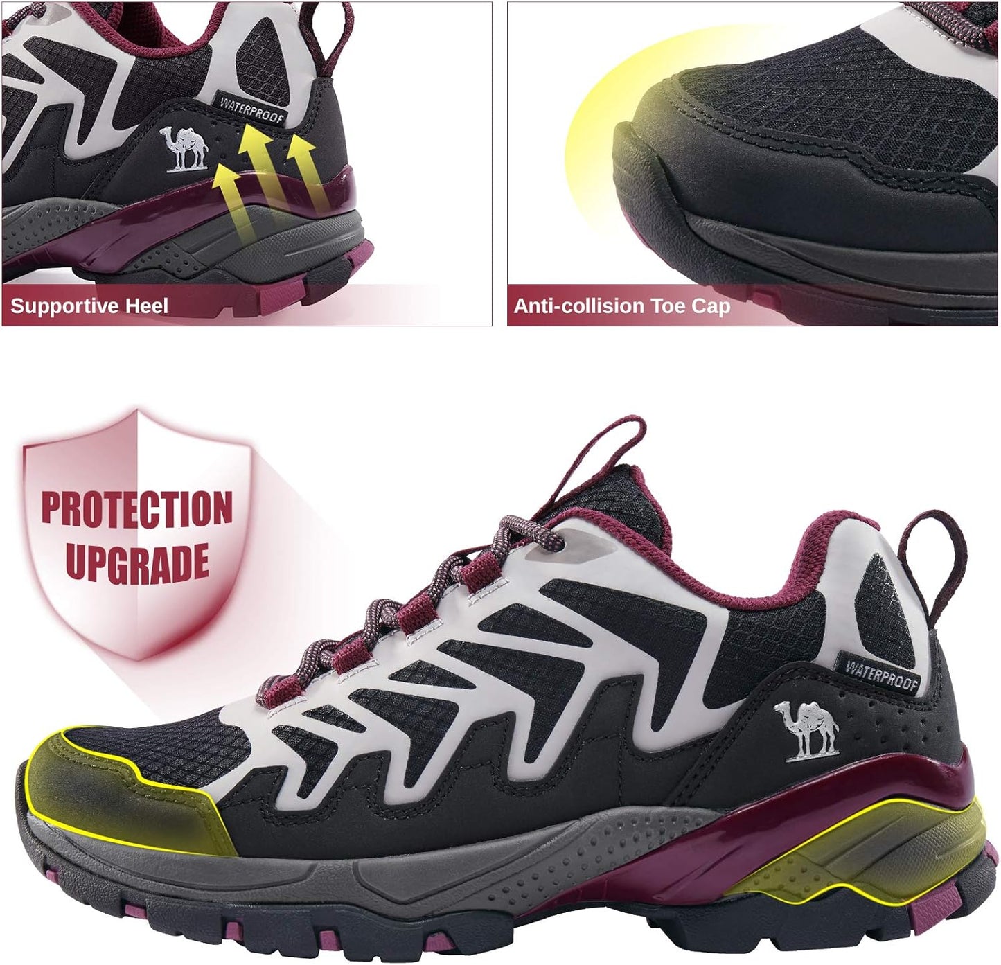 CAMELSPORTS Women's Hiking Shoes Waterproof Lightweight Trail Running Shoes Non-Slip Breathable Outdoor Sneakers for Trekking Walking