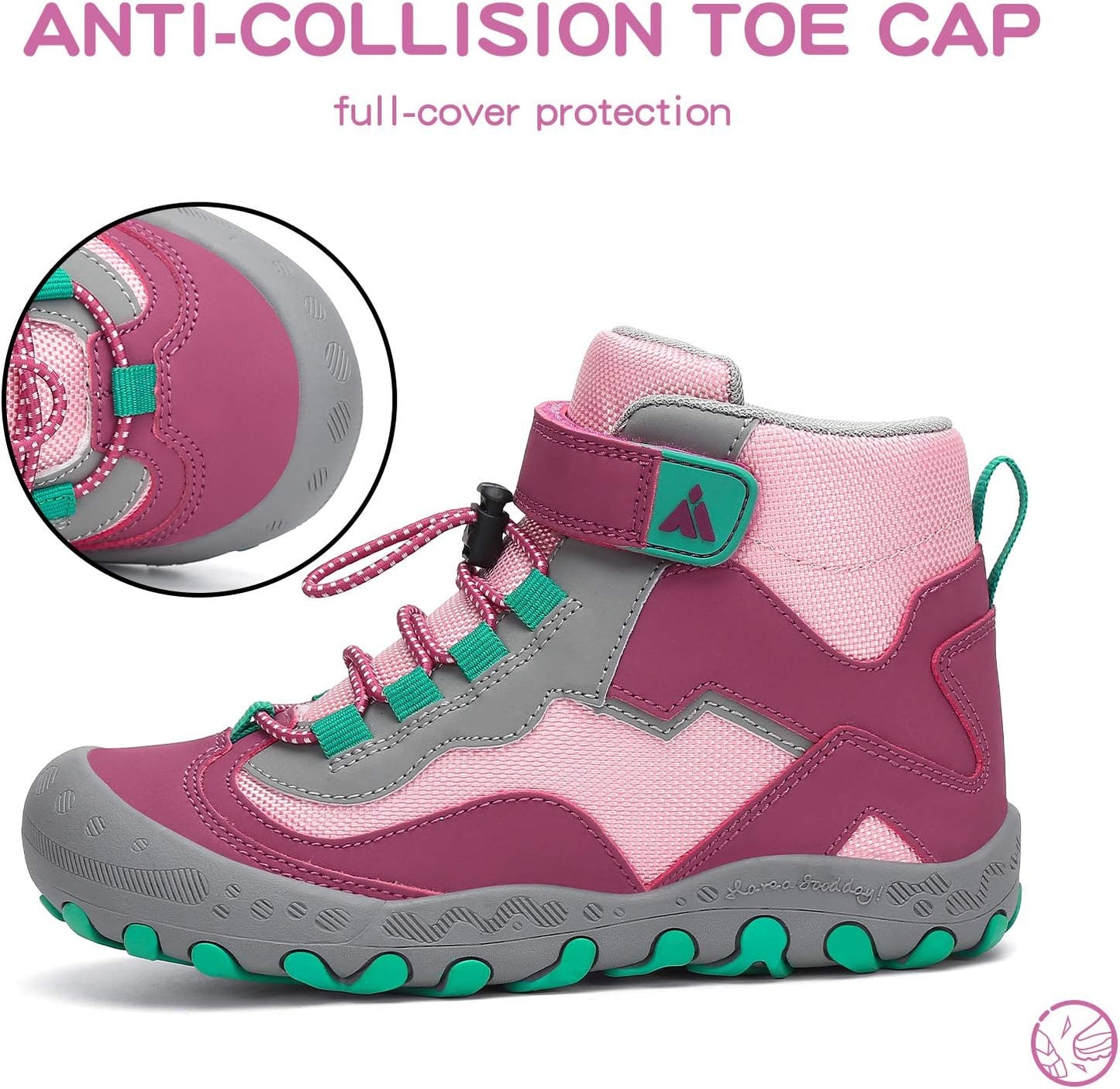 Mishansha Kids Water Resistant Hiking Boots, Boys Girls Anti Collision Anti-Skid Athletic Outdoor Adventure Trekking Shoes