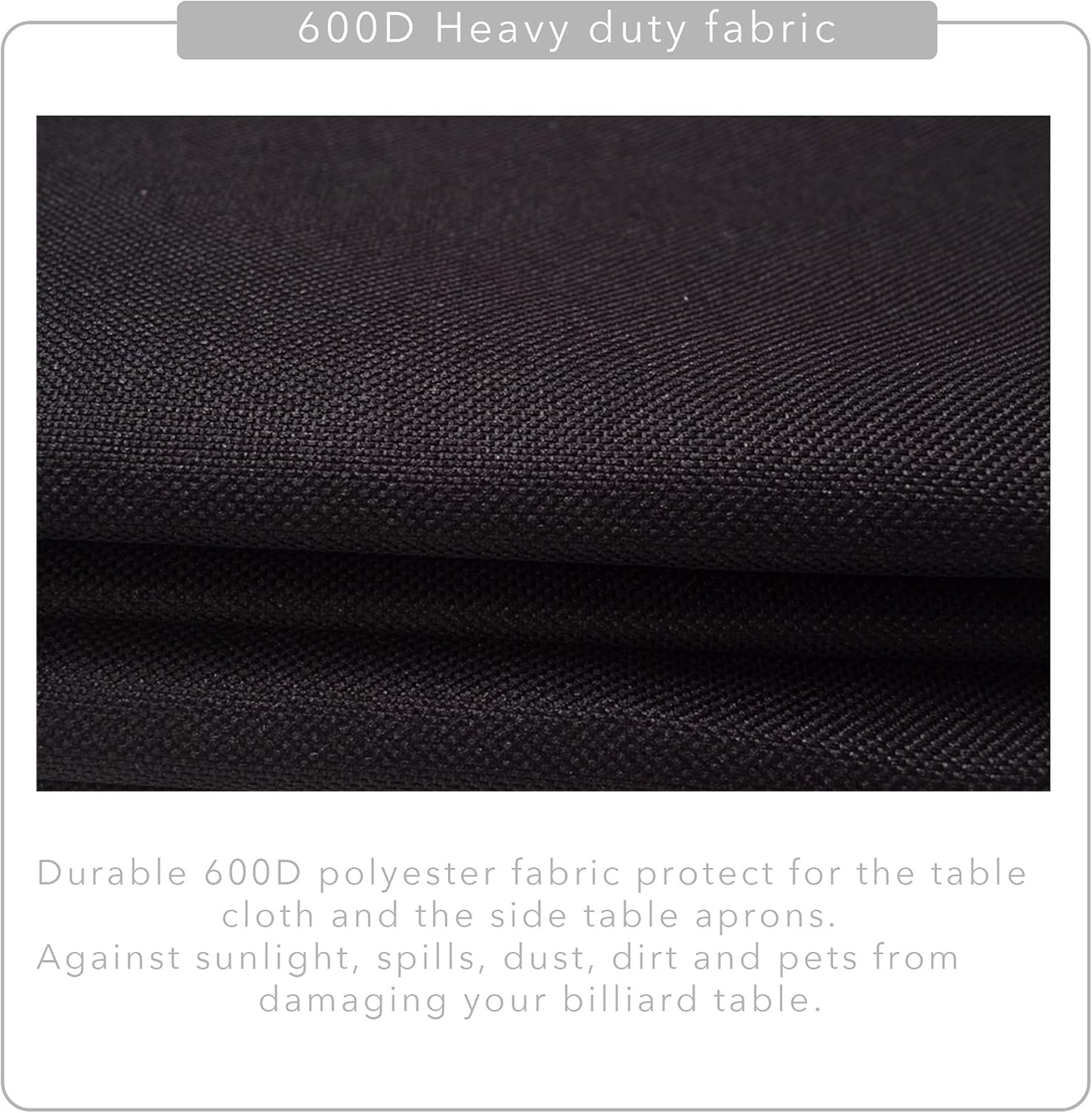 7/8/9FT Heavy Duty 600D Polyester Canvas Billiard Pool Table Cover(7 Colors Available) (Black, 7-Foot)
