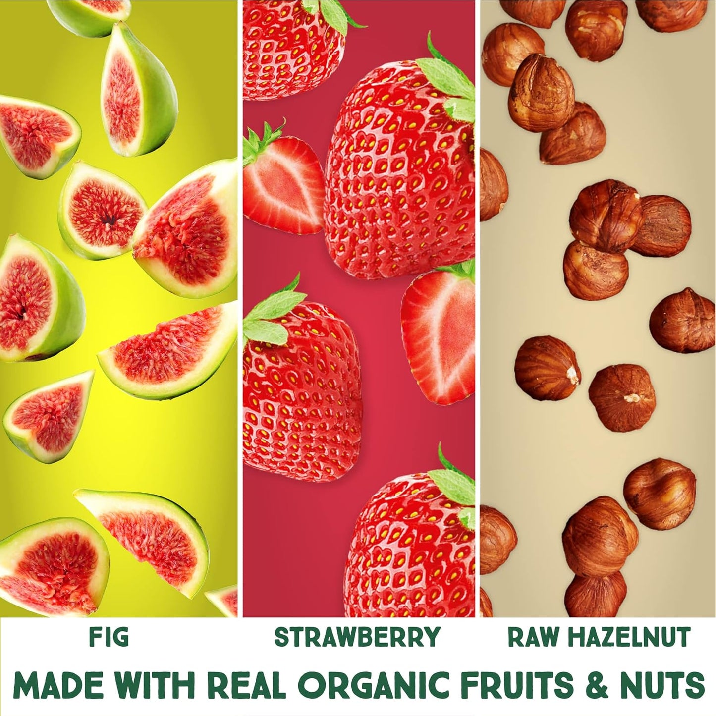 Happy Village Organic Fruit & Nut Bars, STRAWBERRY | Gluten Free, No Refined Sugar, Kosher, Non-GMO, Vegan, Good Source of Fiber | Organic Healthy Snack Bars (16 bars, 1.4 OZ each)